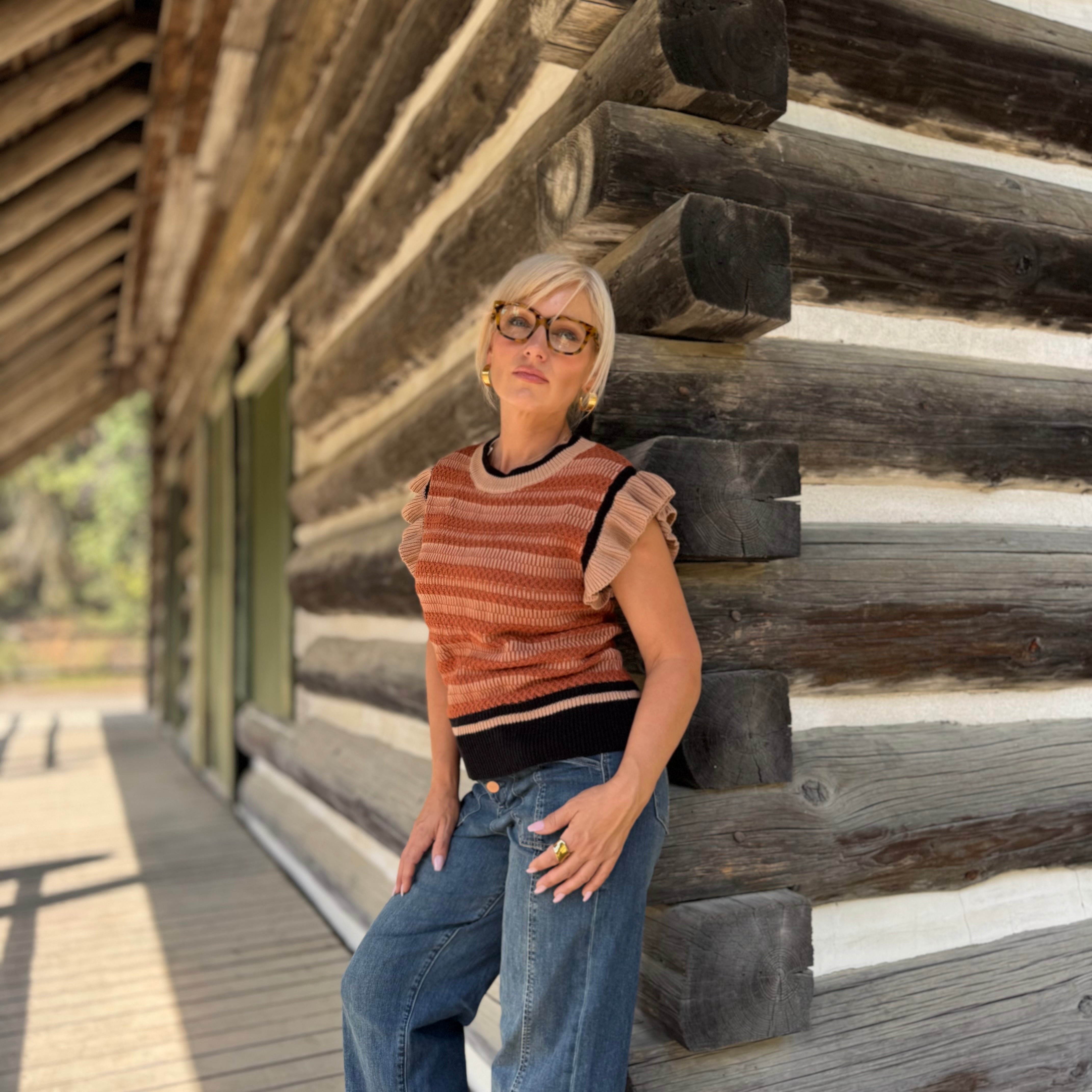 Rustic Ruffle Knit Sweater