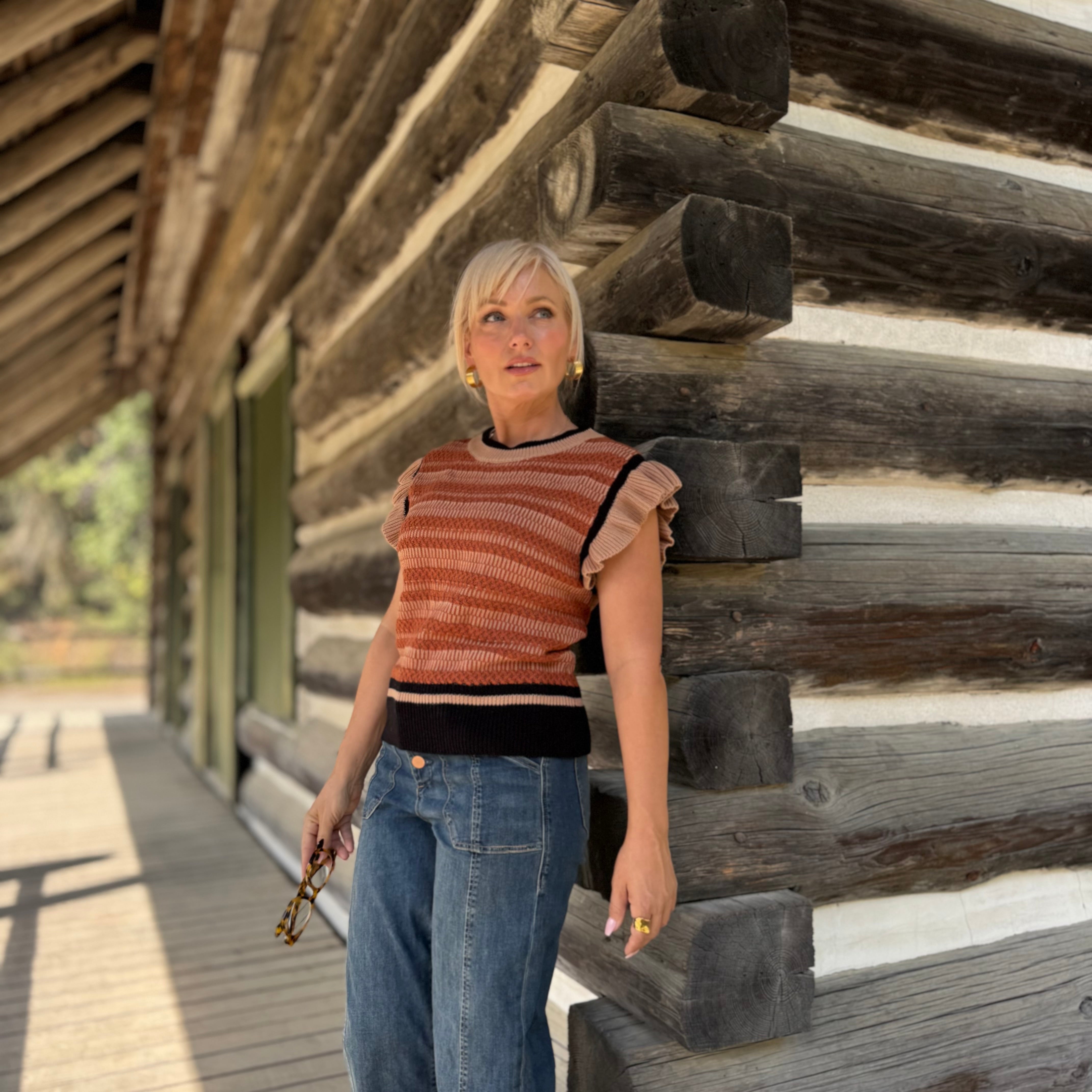 Rustic Ruffle Knit Sweater