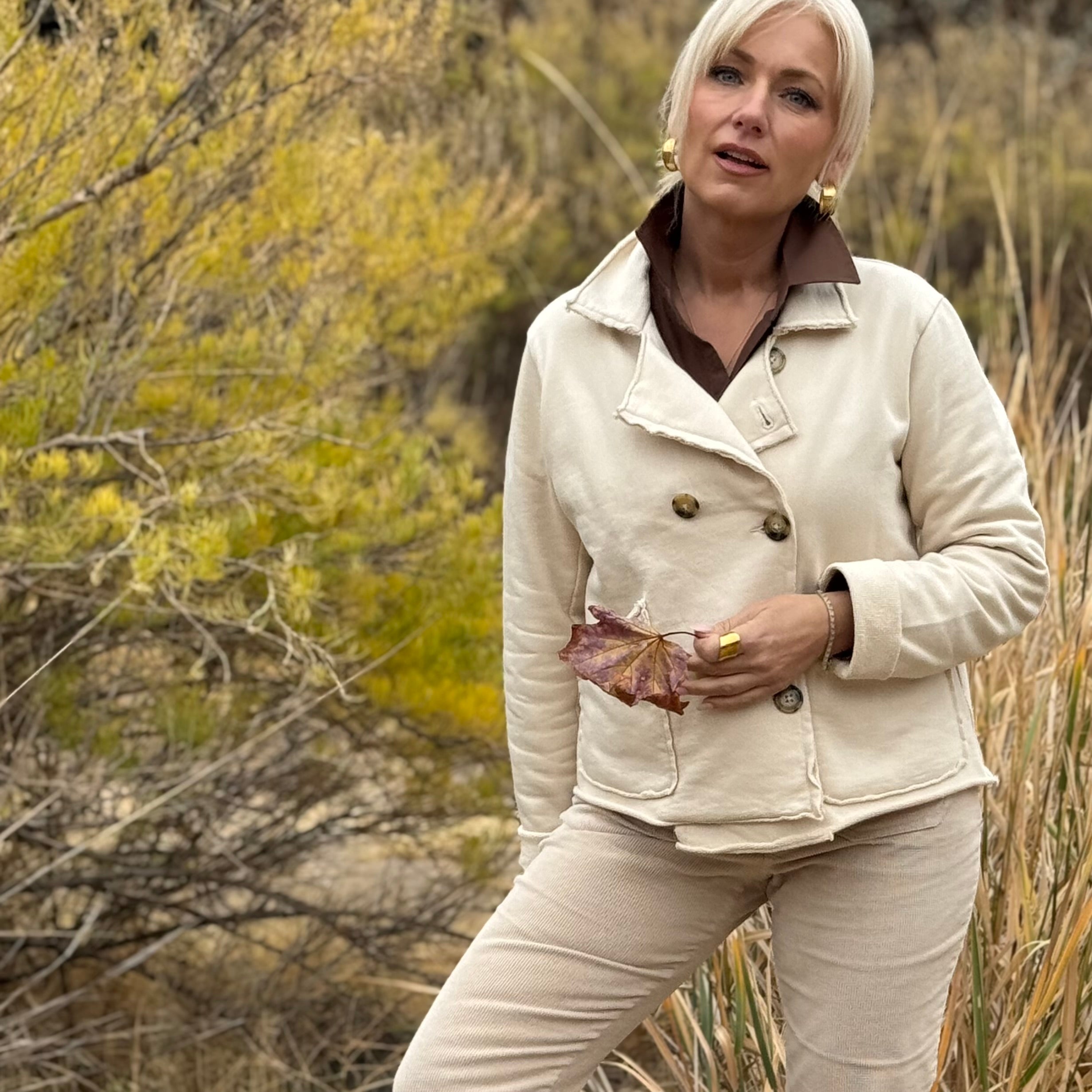 VOYAGER FRENCH TERRY PEACOAT Ivory