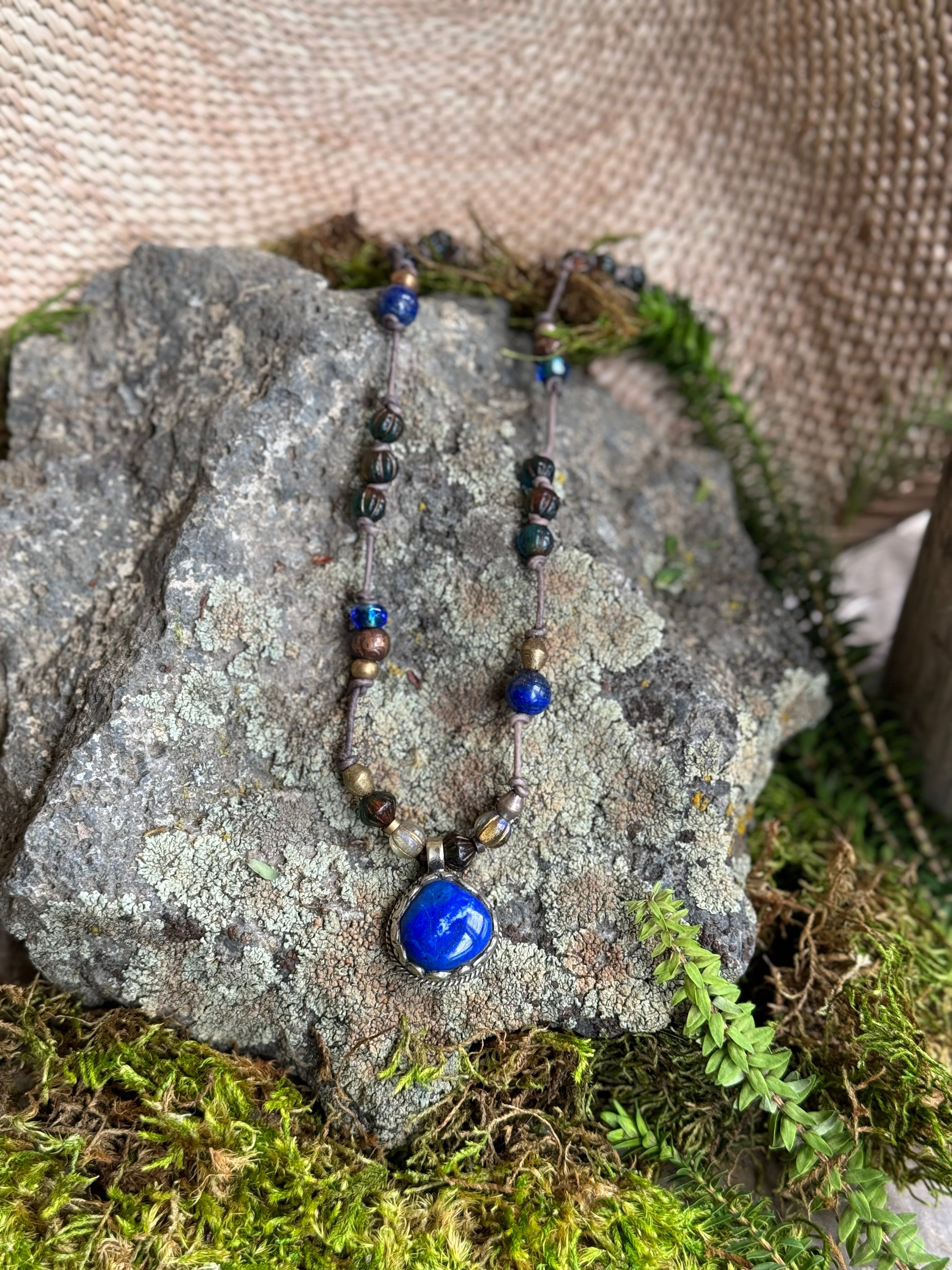 Rustica Leather Necklace Lapis by zoWee