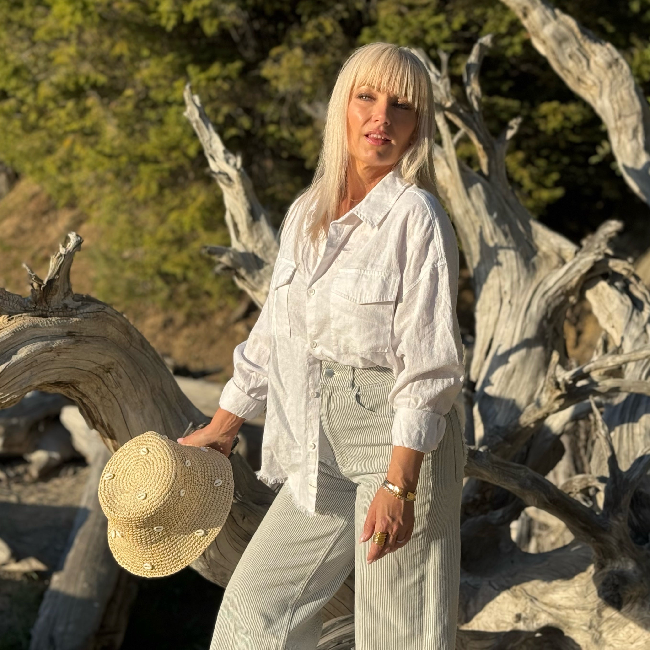 ADRIANNA Linen Blend  SHIRT