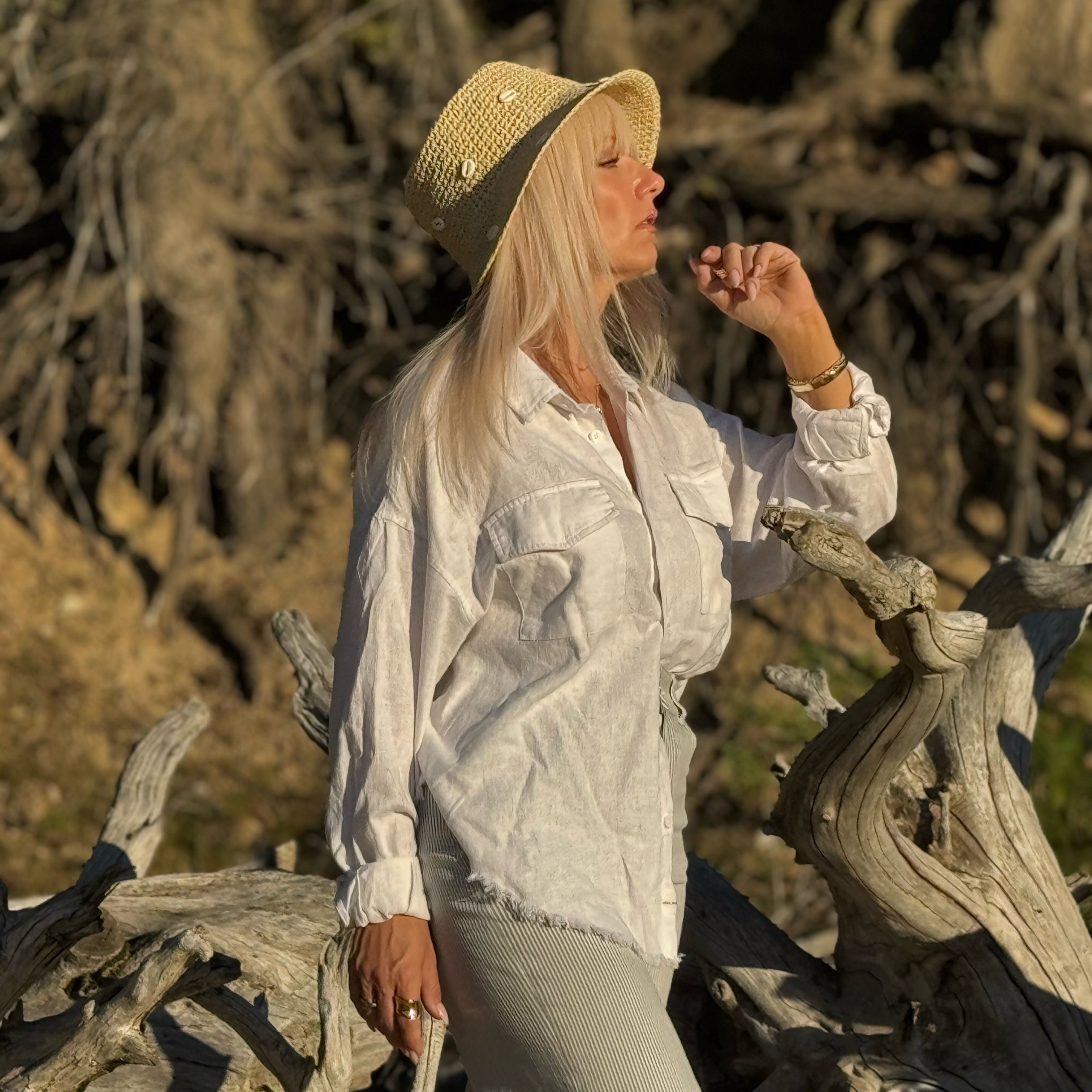 ADRIANNA Linen Blend  SHIRT