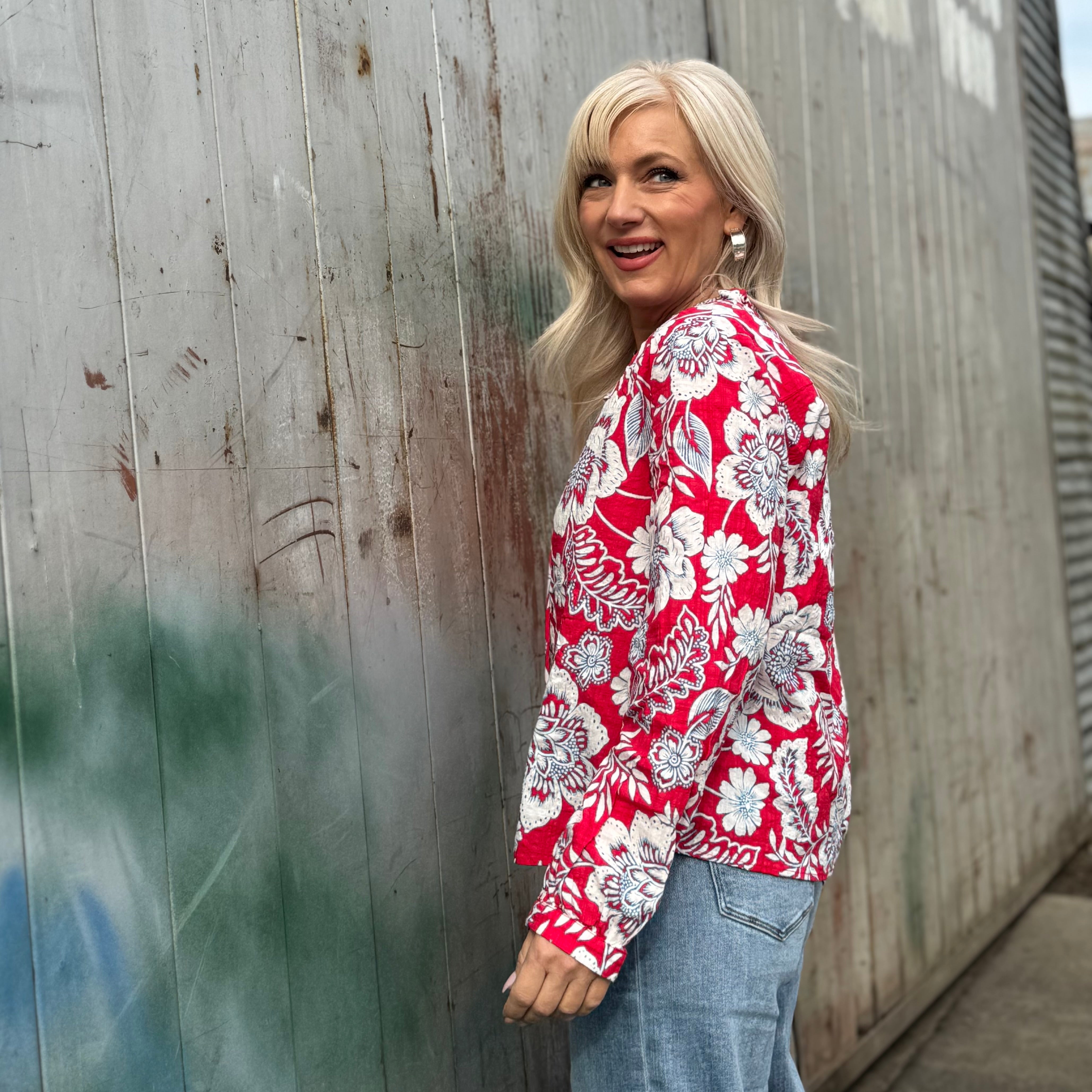 Scarlet Garden Lace-Up Blouse