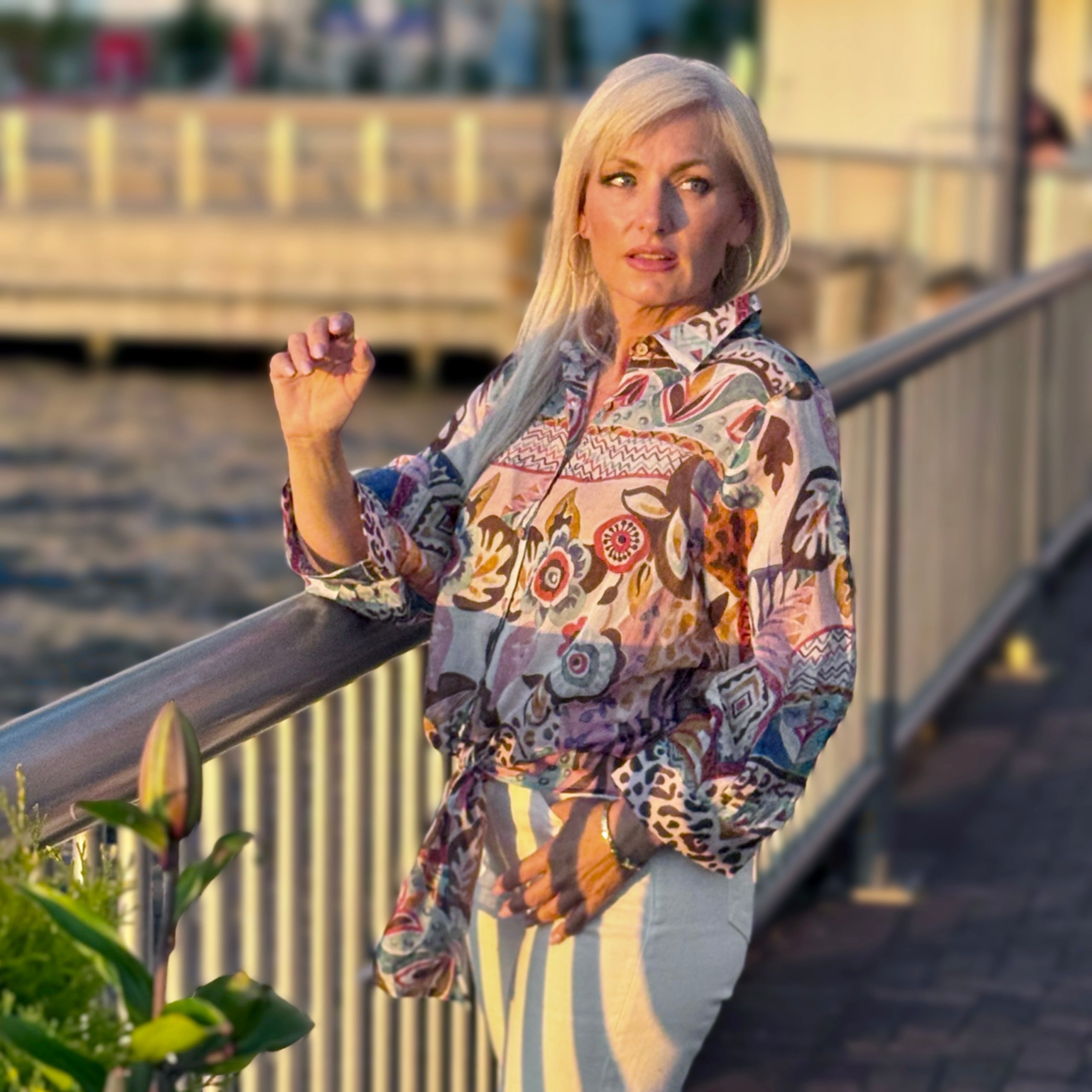 Boho Bloom Tie Front Top