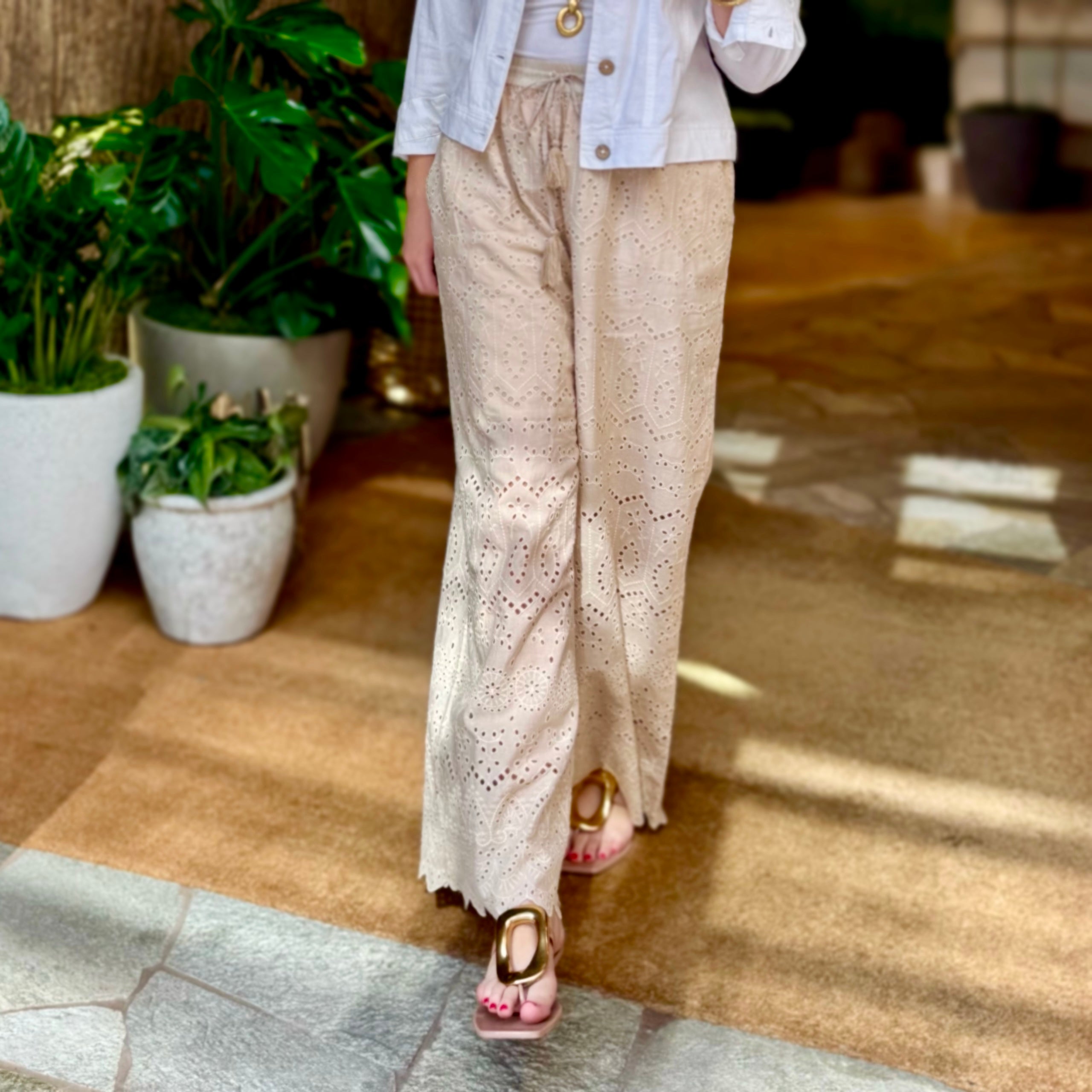 Joya Eyelet Drawstring Pant