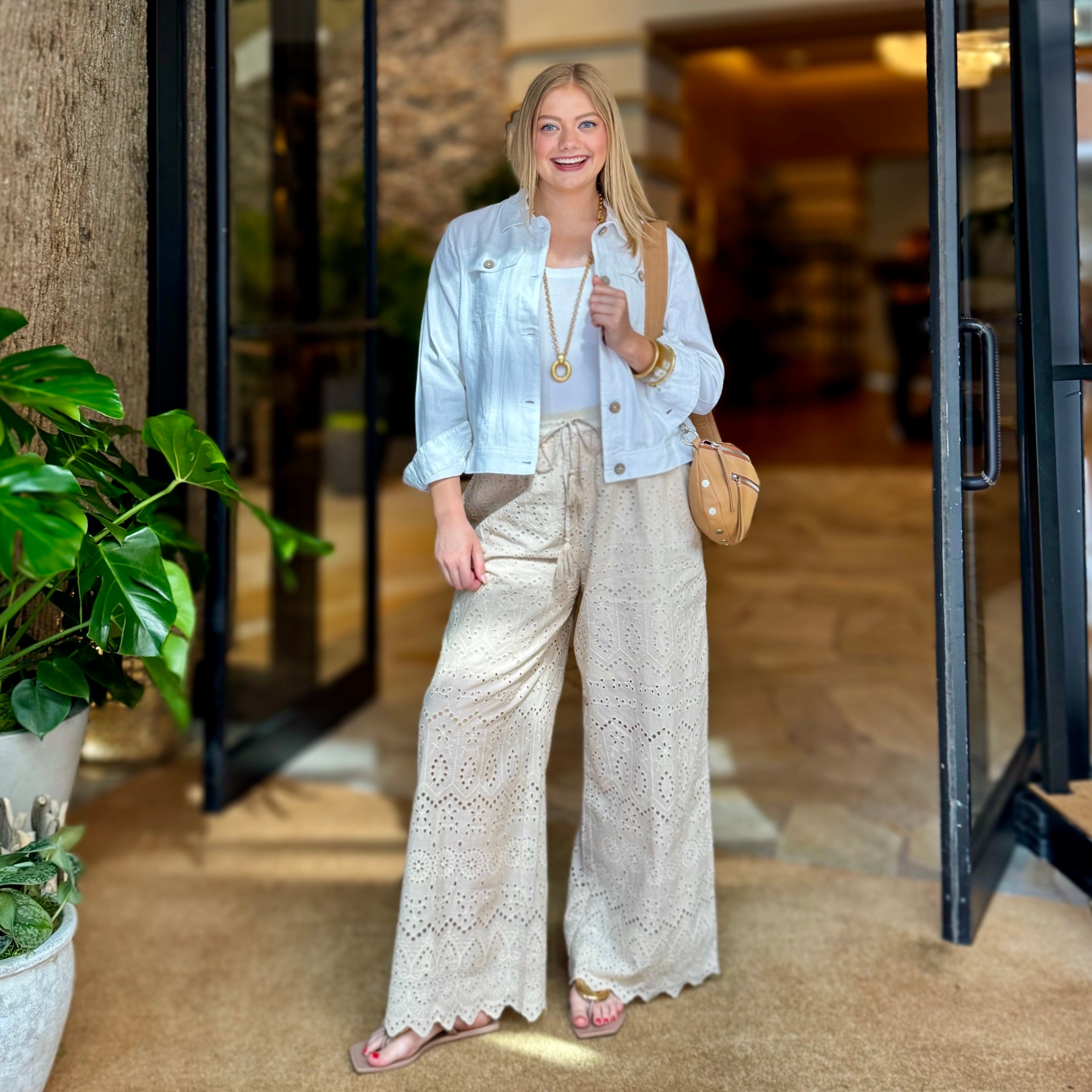 Joya Eyelet Drawstring Pant
