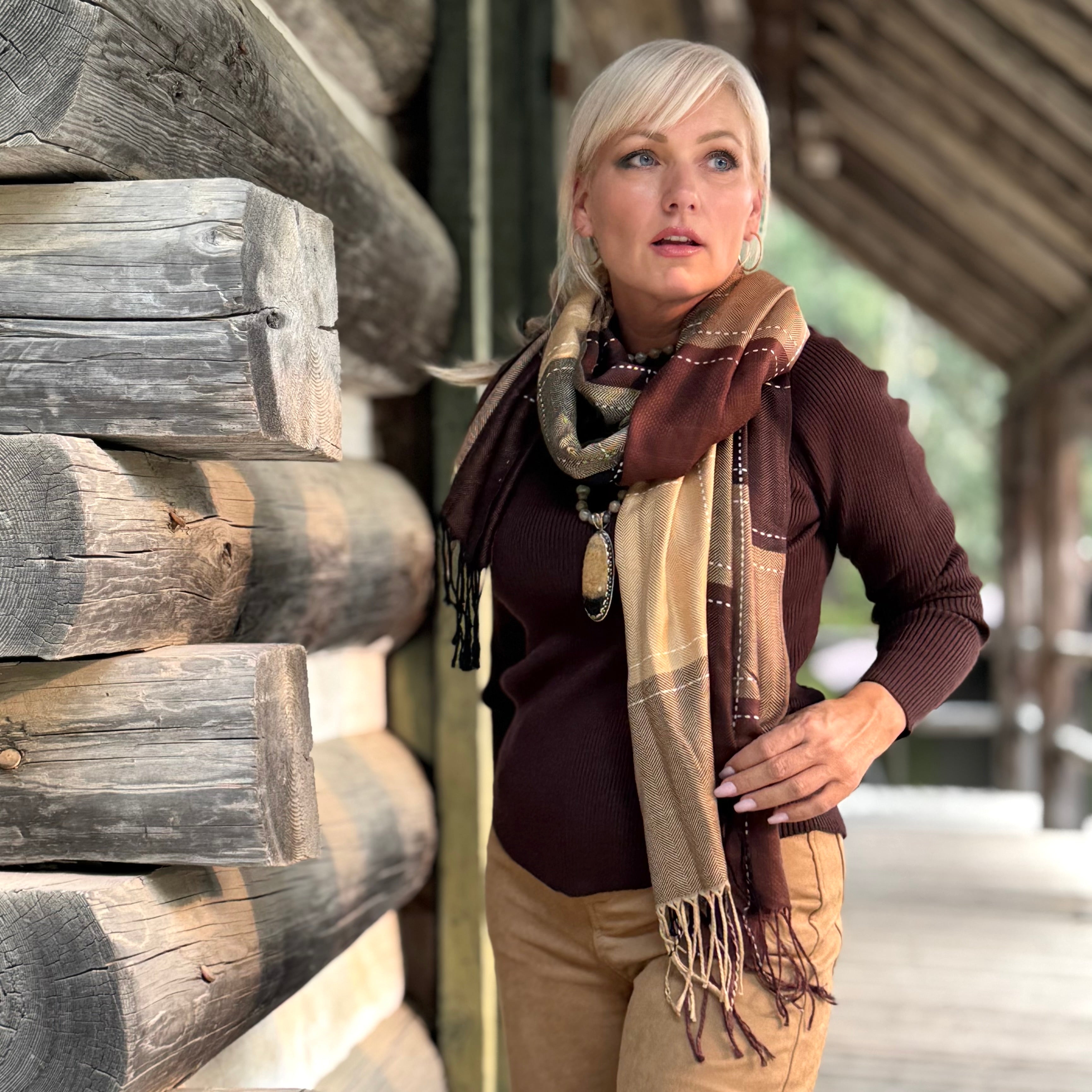 Amber Woods Plaid Scarf