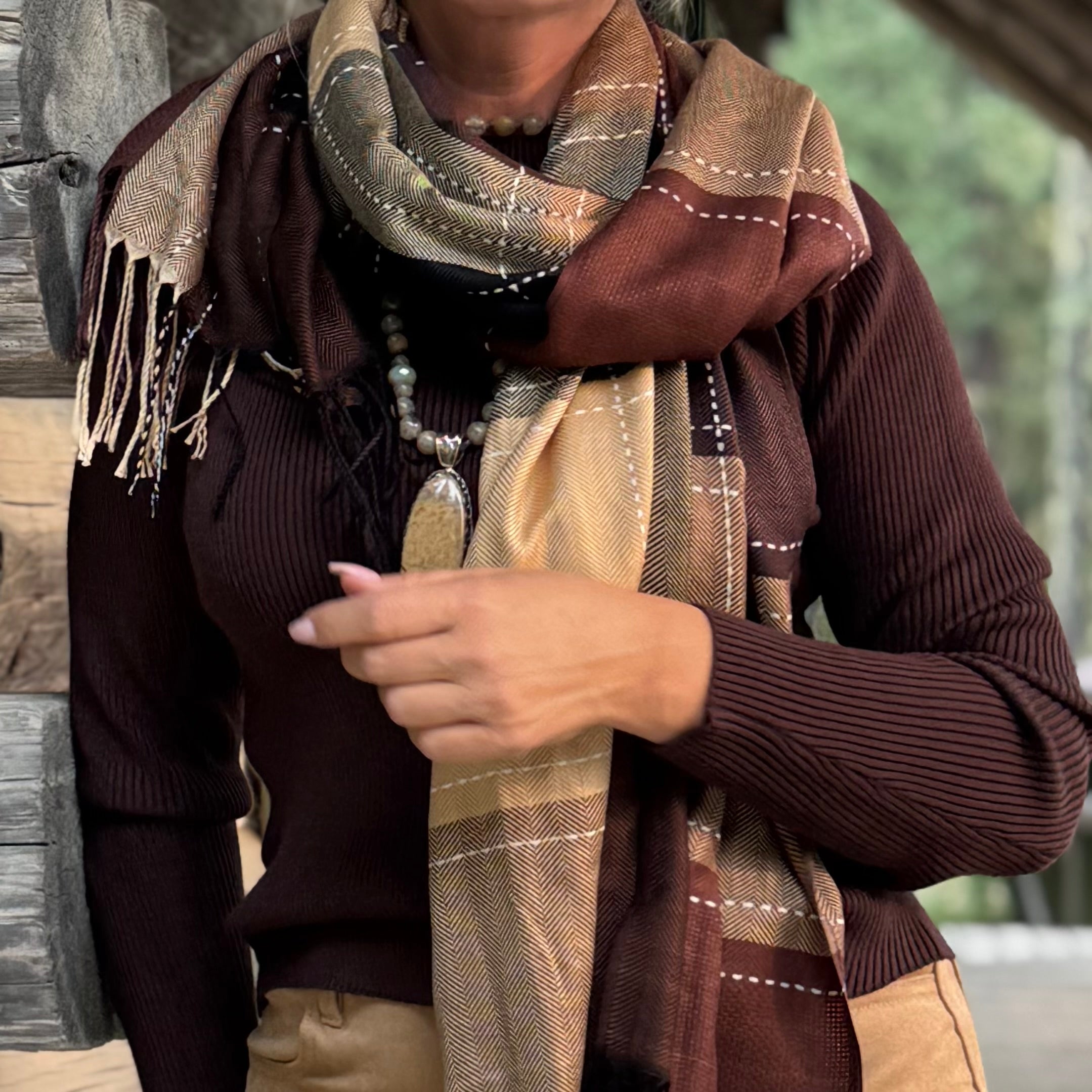 Amber Woods Plaid Scarf