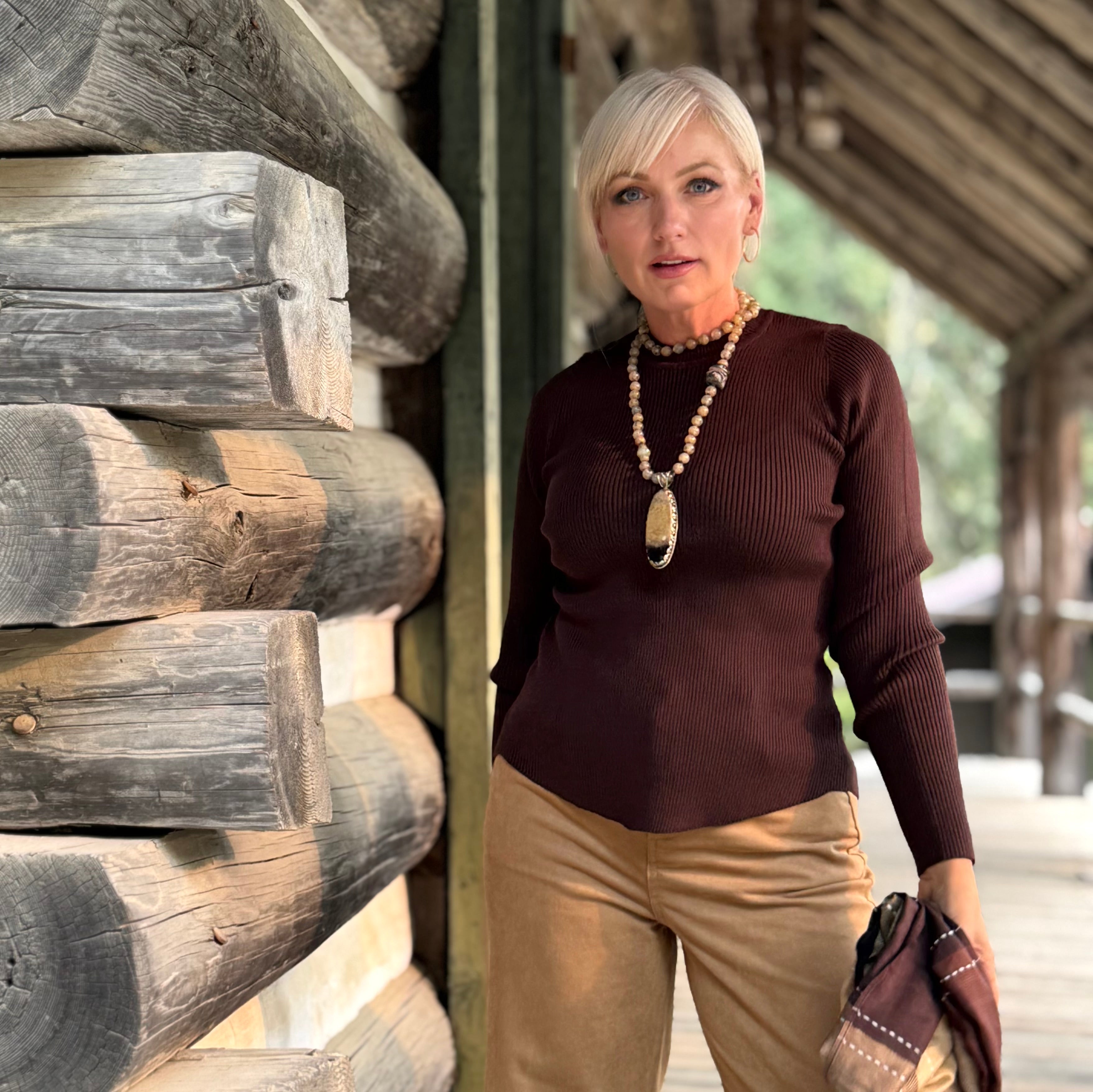 Cocoa Ridge Rib Knit Top