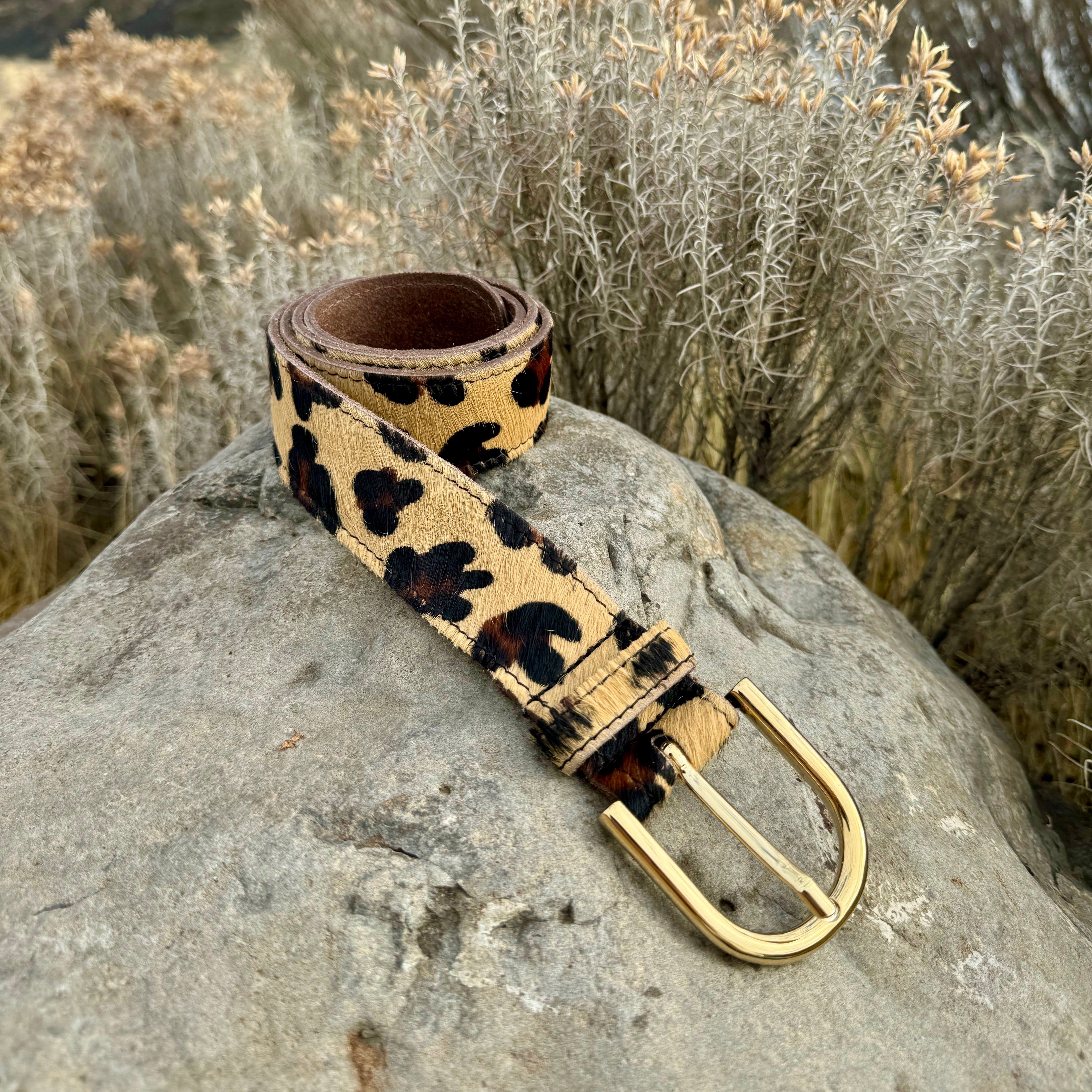 Stella Leopard Cowhair Belt