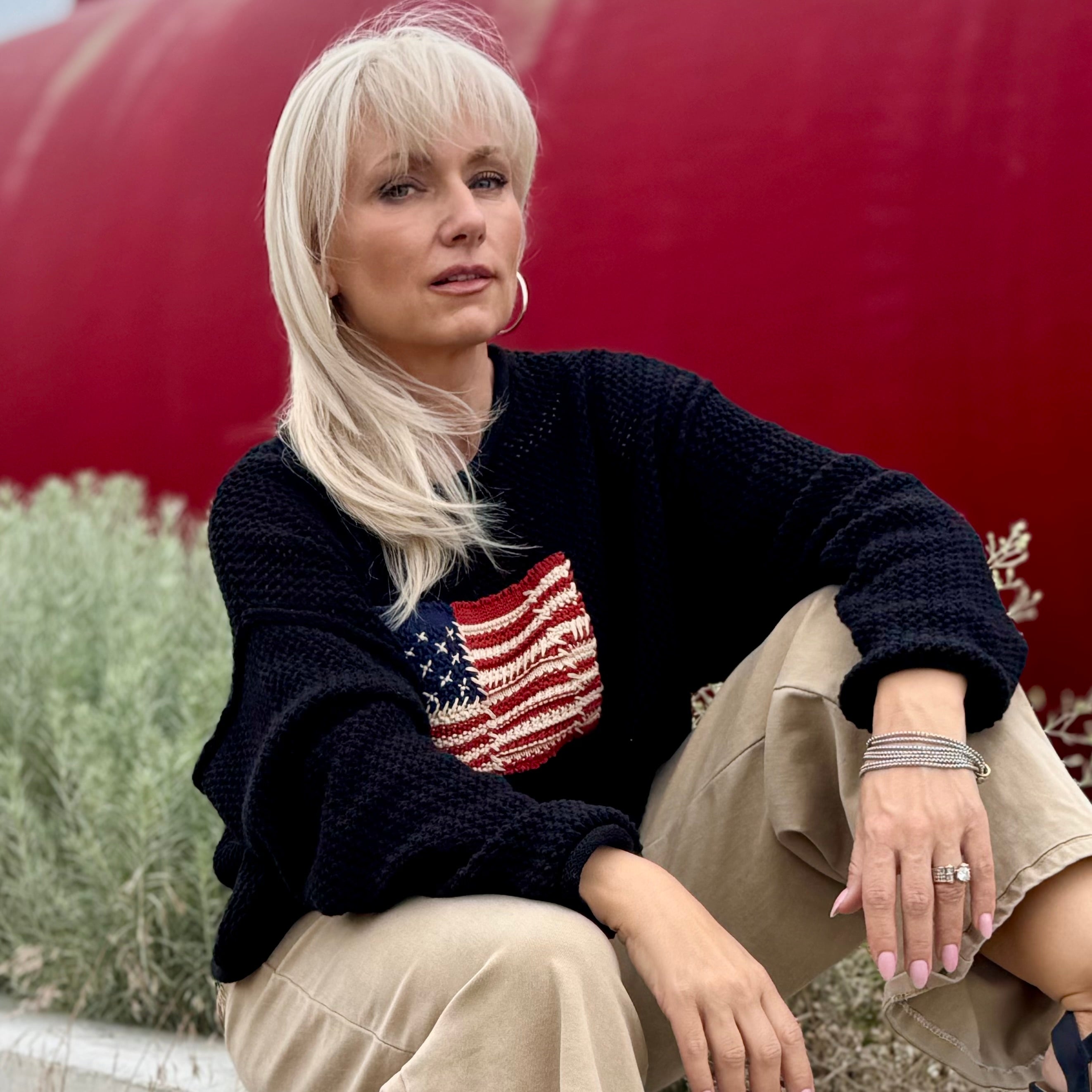 Liberty Flag Cotton Sweater