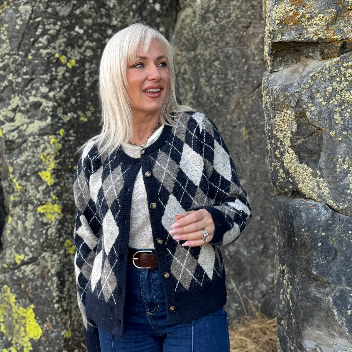 The Oxford Argyle Cardigan Navy