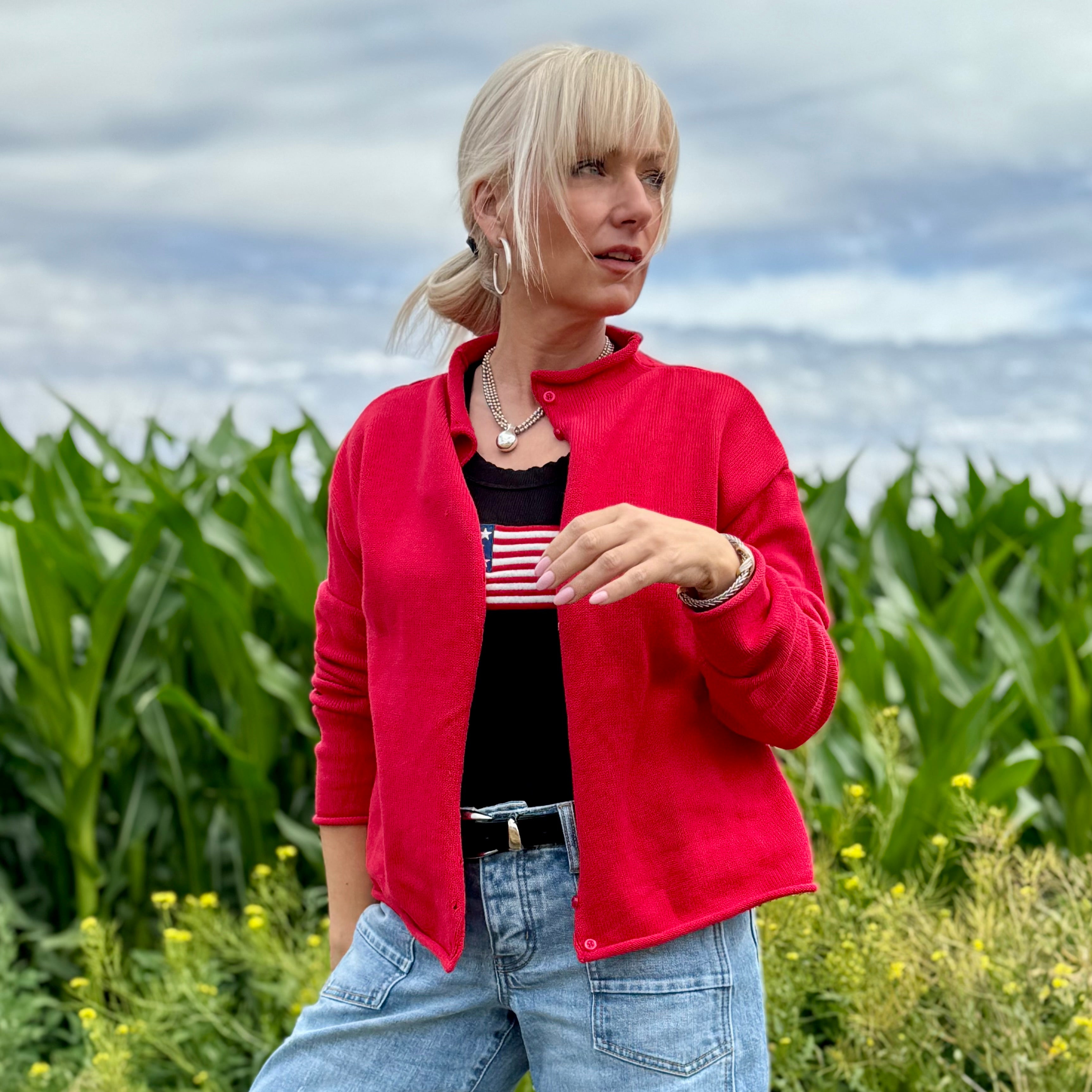 Ruby Cotton Roll Edge Cardigan