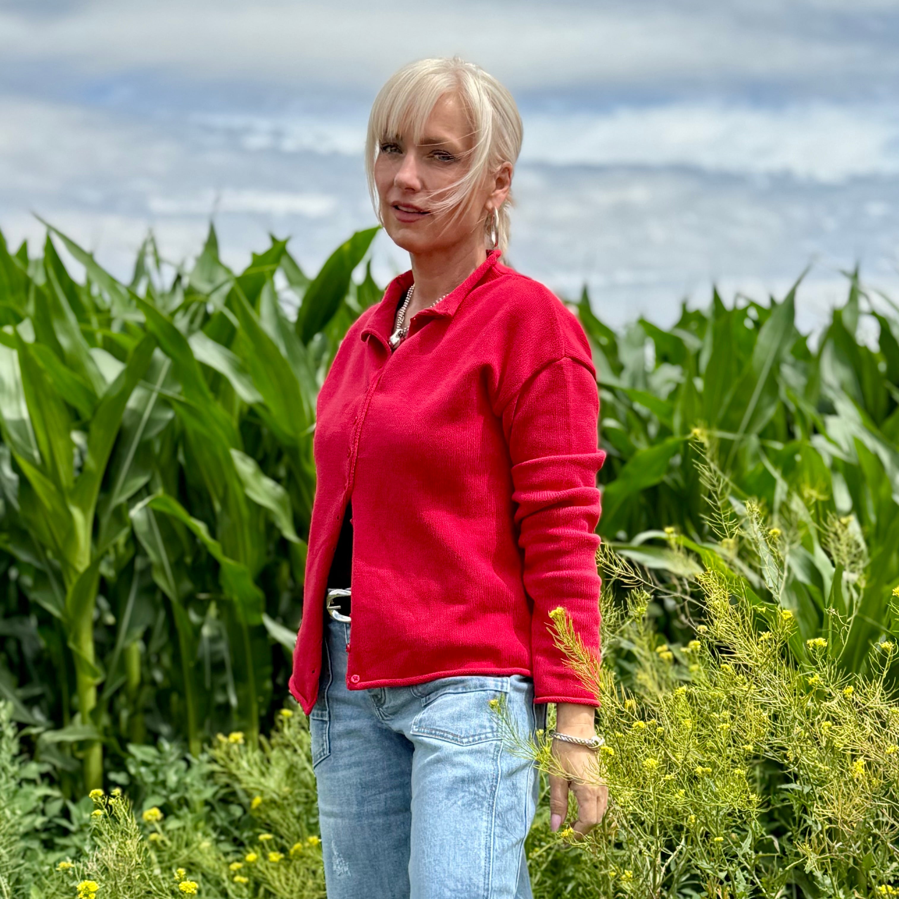 Ruby Cotton Roll Edge Cardigan