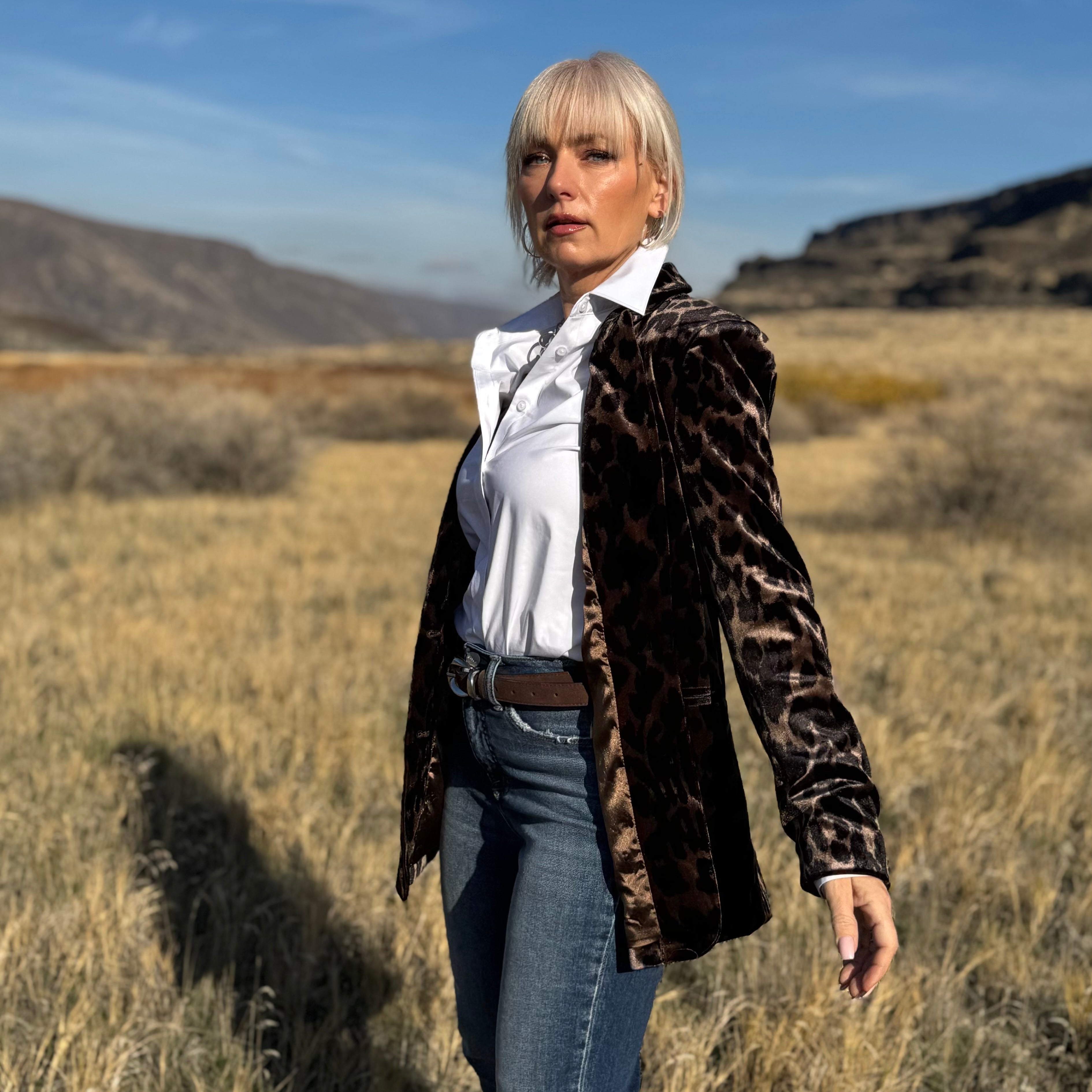 Savanna Velvet Leopard Blazer