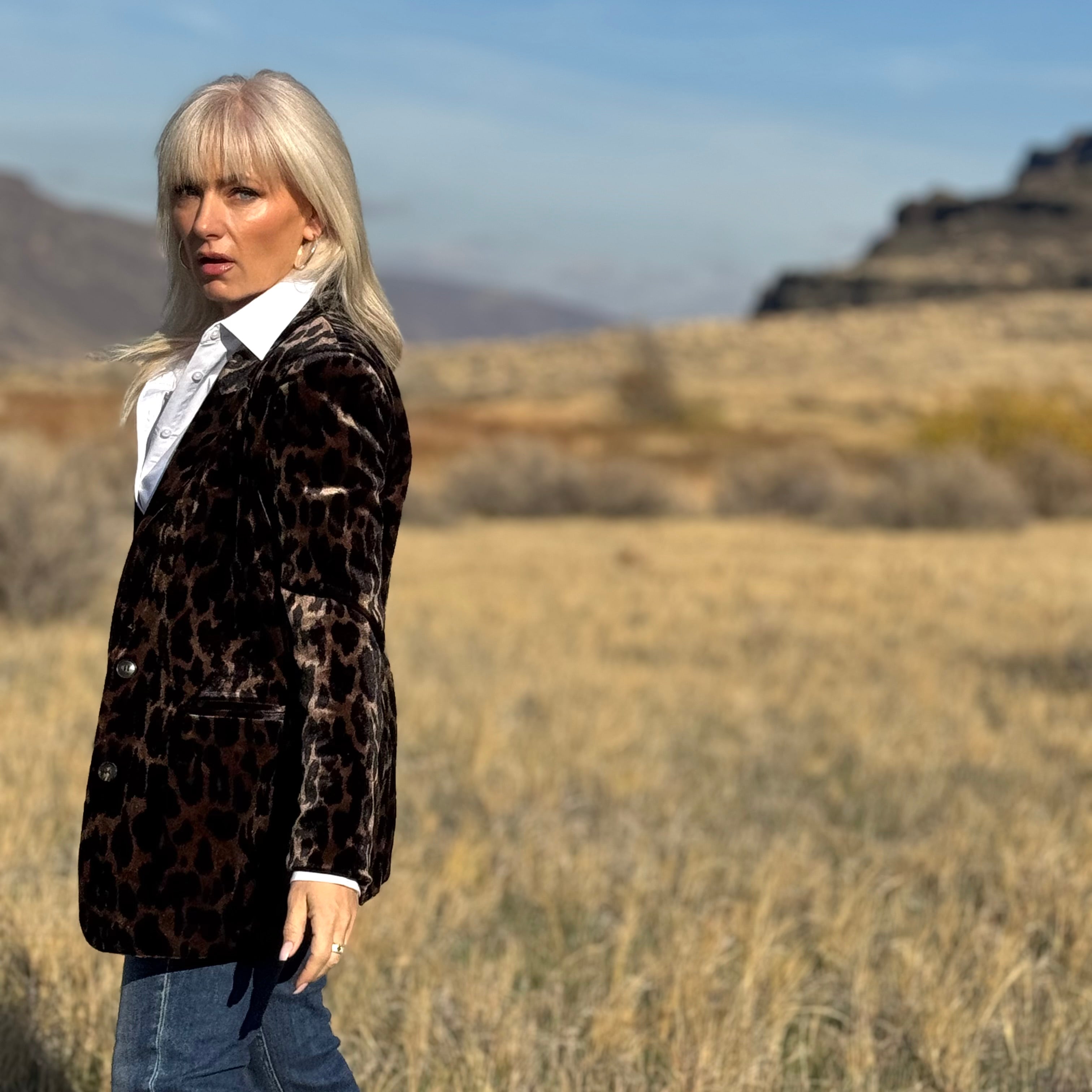 Savanna Velvet Leopard Blazer