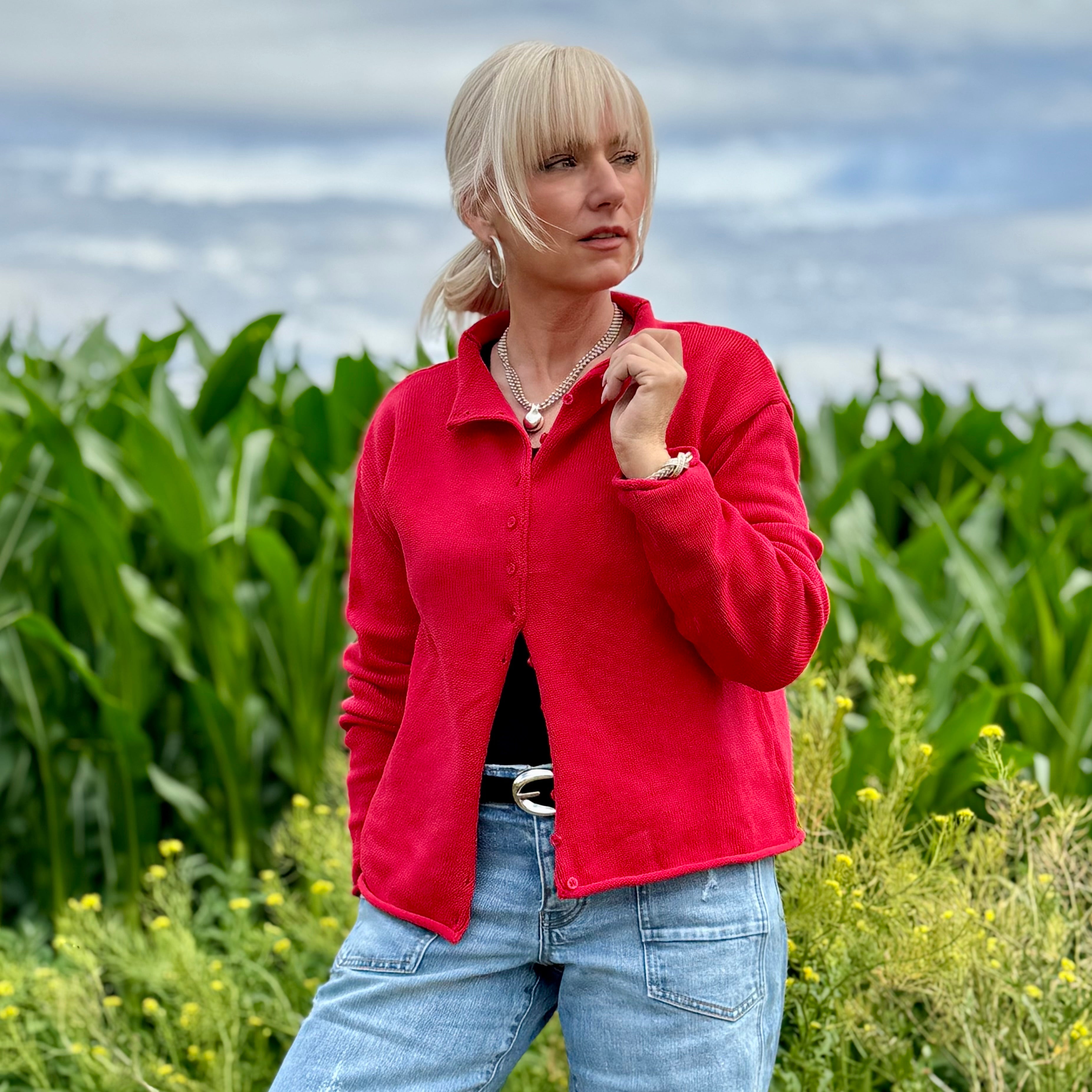 Ruby Cotton Roll Edge Cardigan