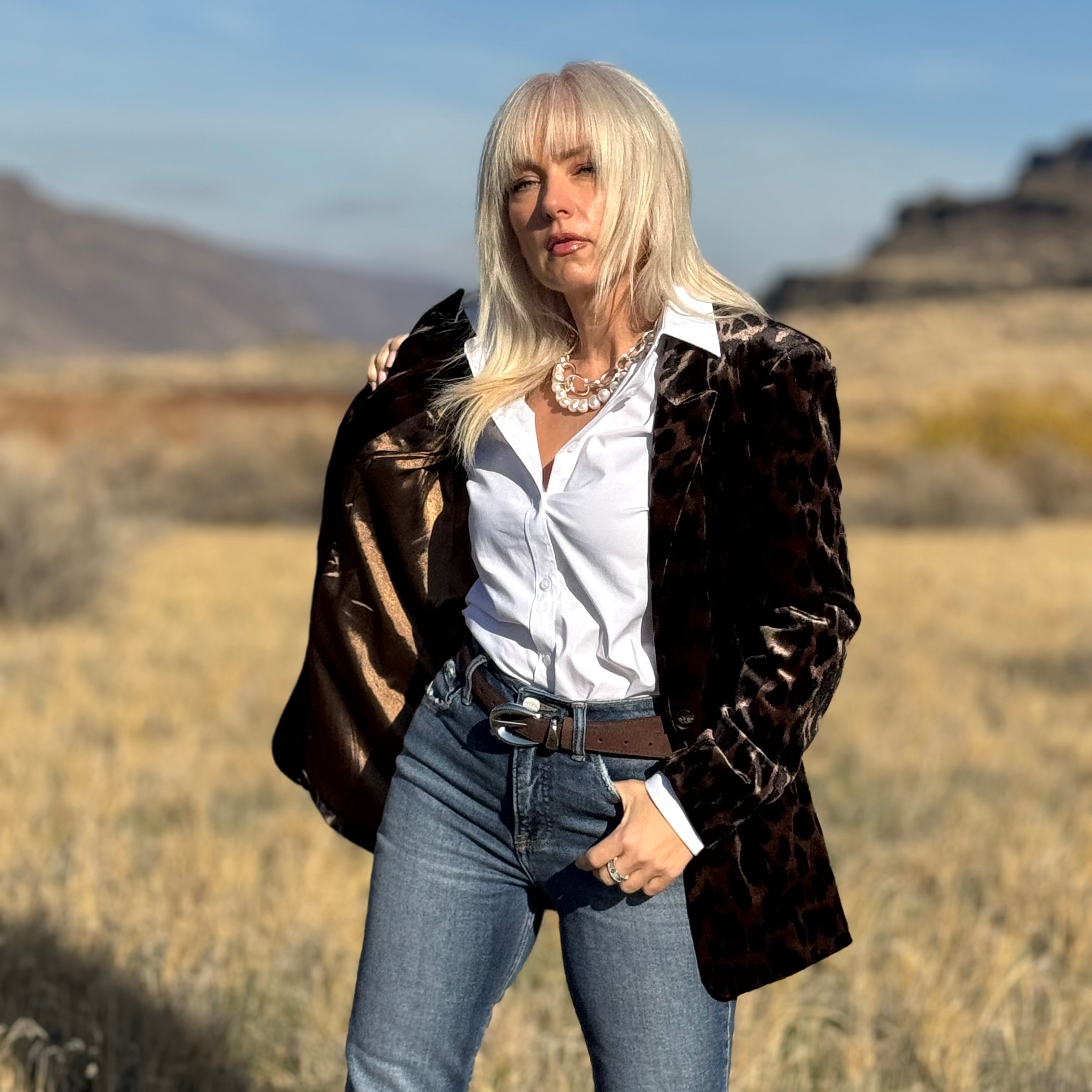 Savanna Velvet Leopard Blazer