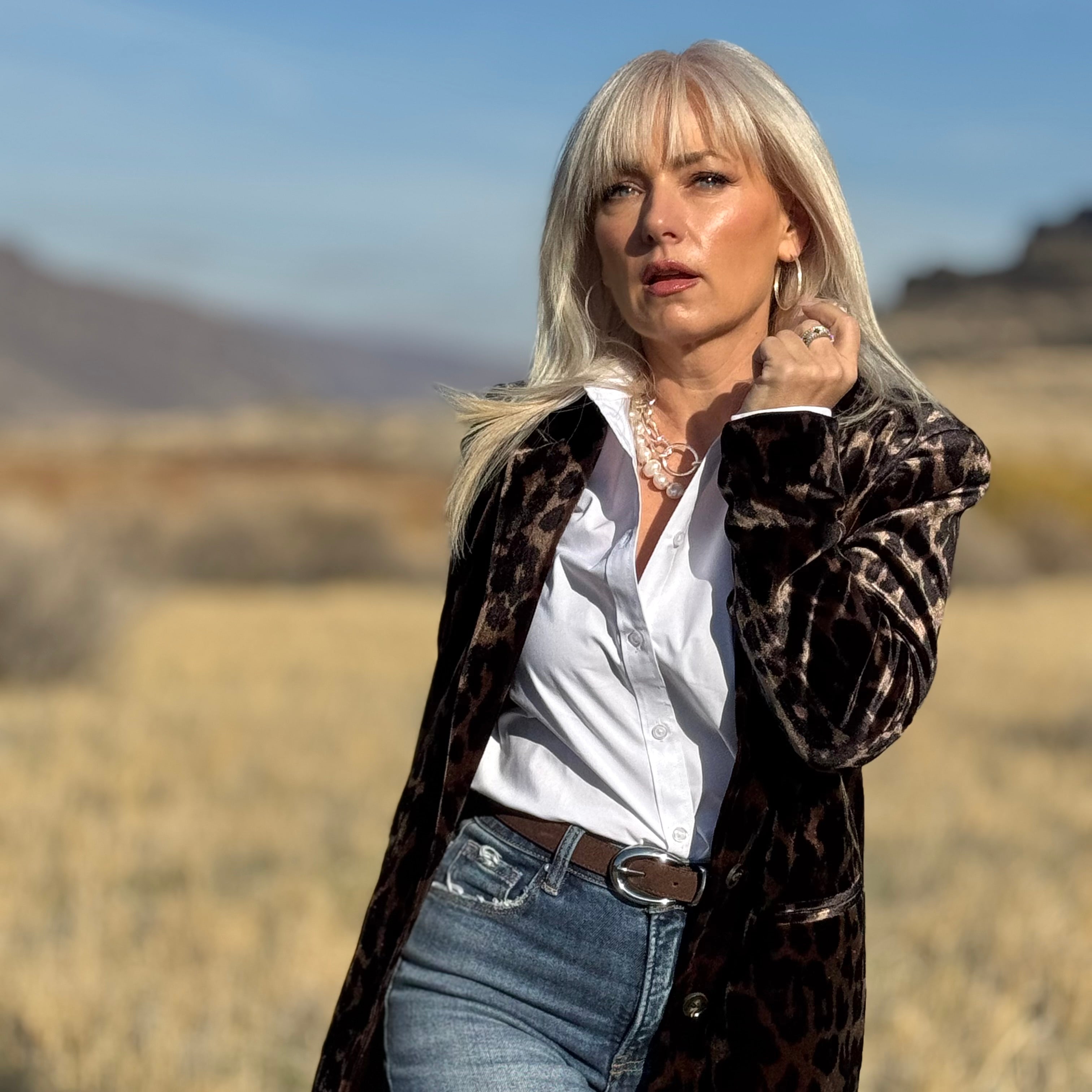 Savanna Velvet Leopard Blazer