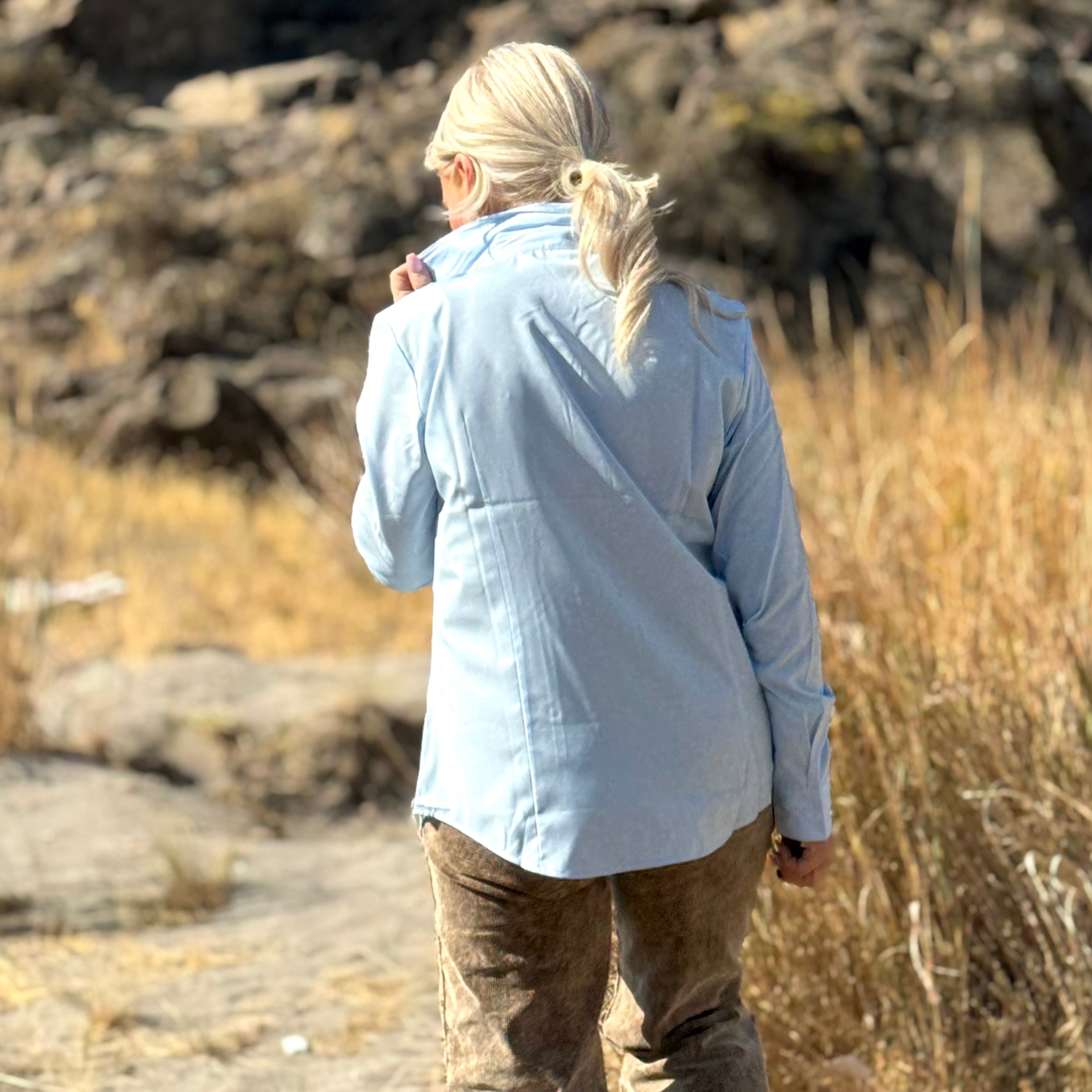 THE CITY STRETCH BUTTON UP Ice Blue