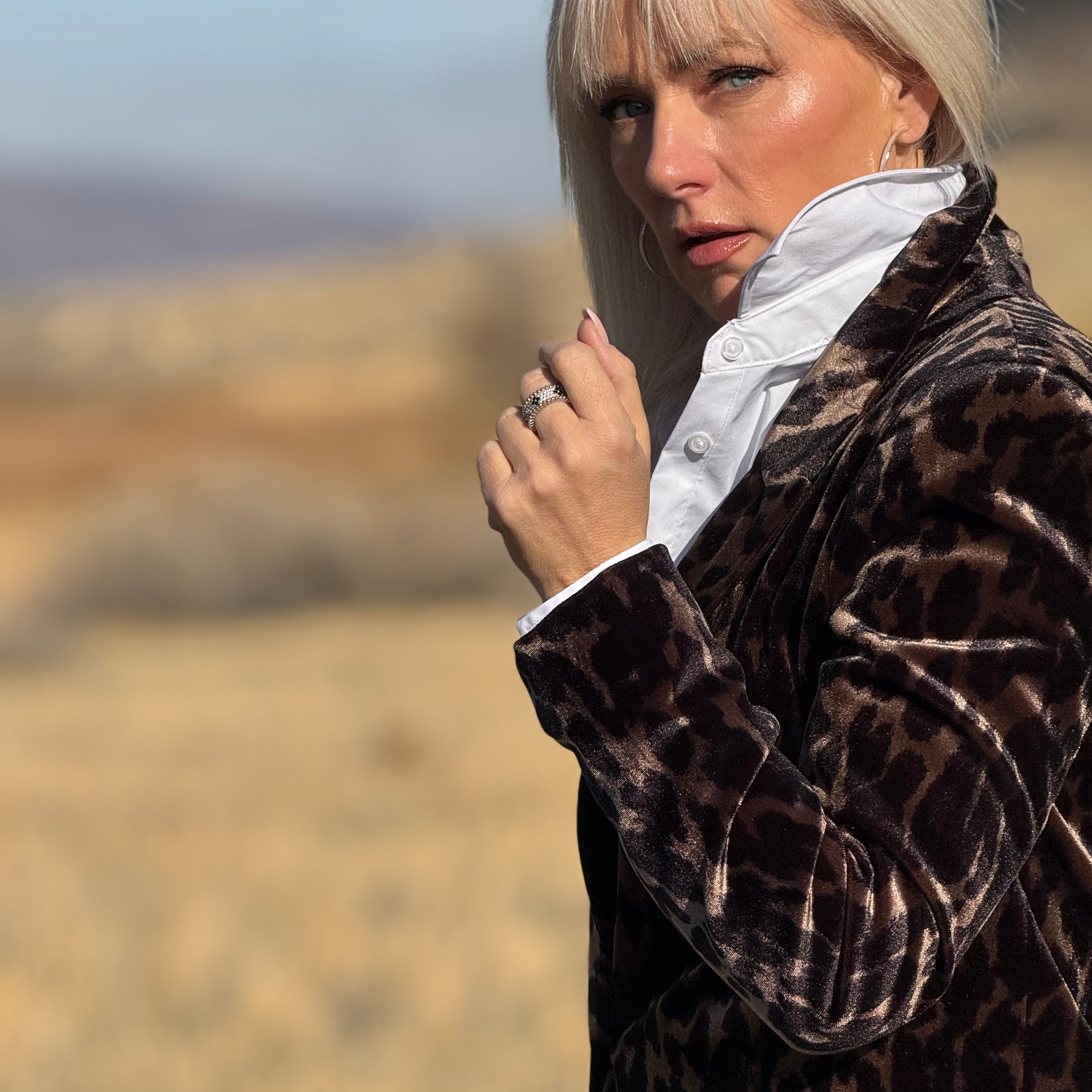 Savanna Velvet Leopard Blazer