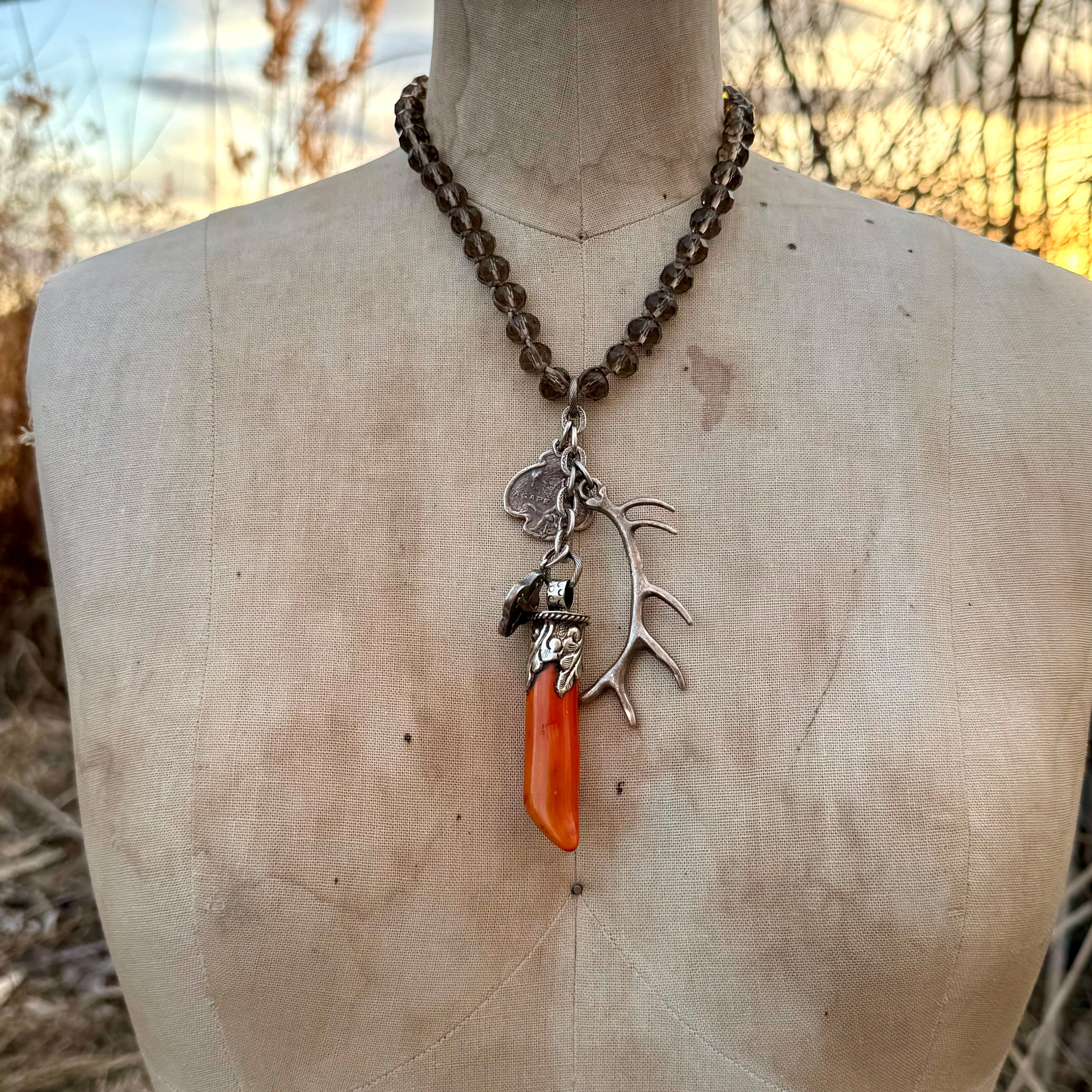 Paula Carvalho Orange Coral Charm Necklace