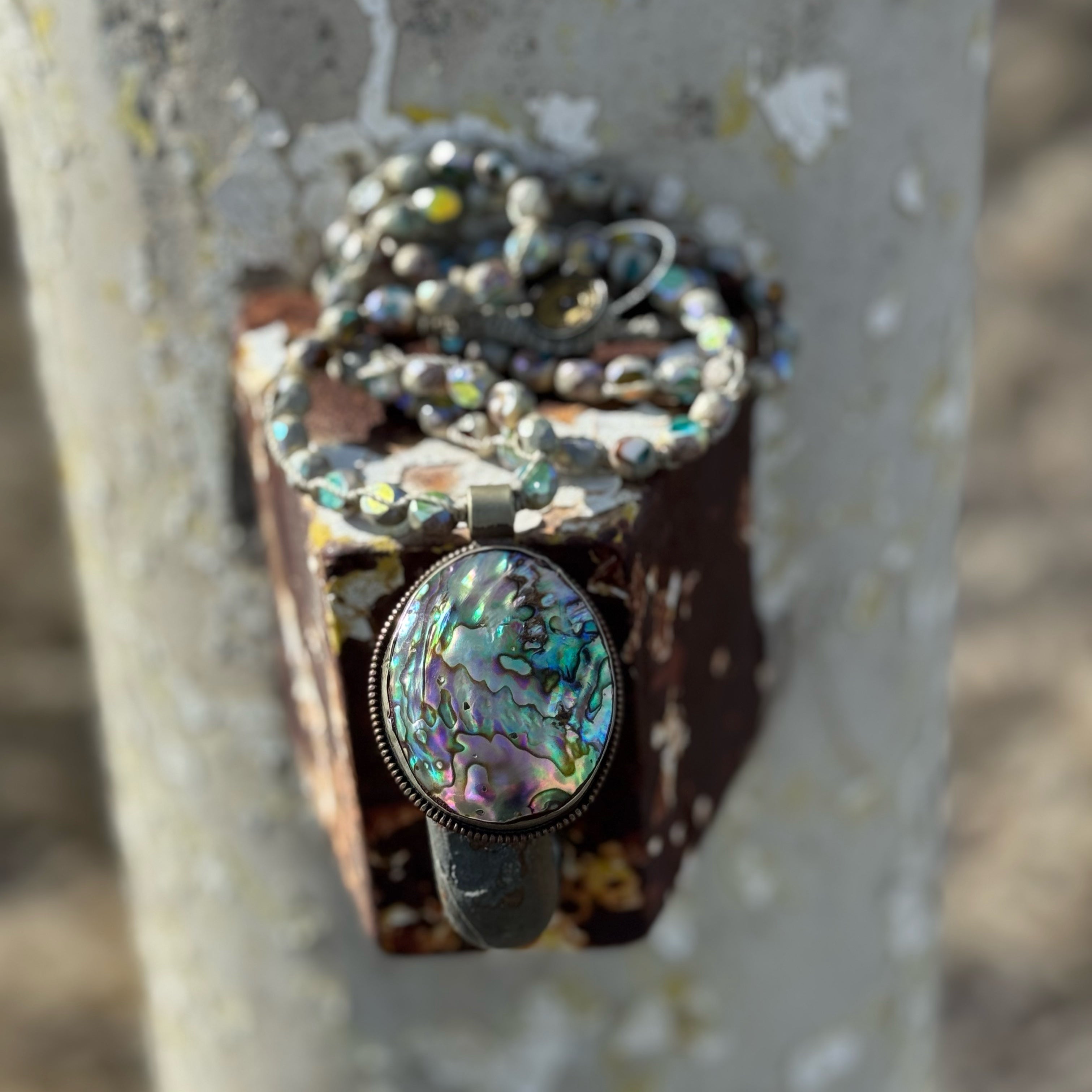 Abalone and Czech Glass Necklace