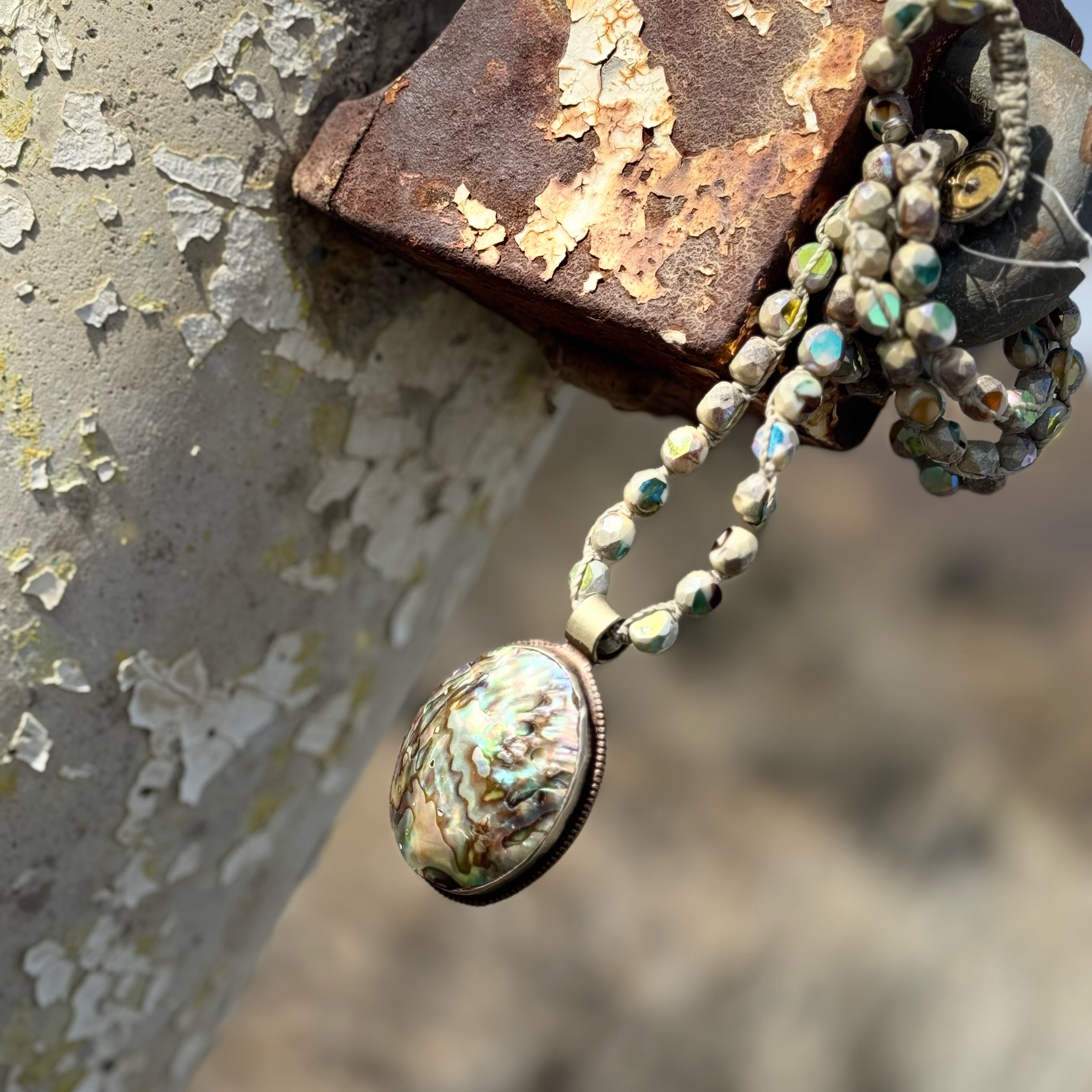 Abalone and Czech Glass Necklace