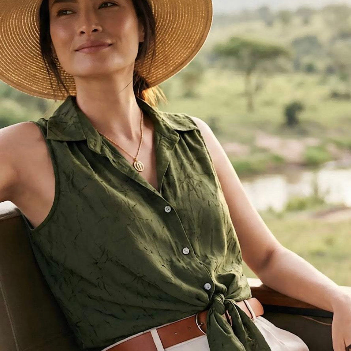 Samantha Sleeveless Tie-Front Top