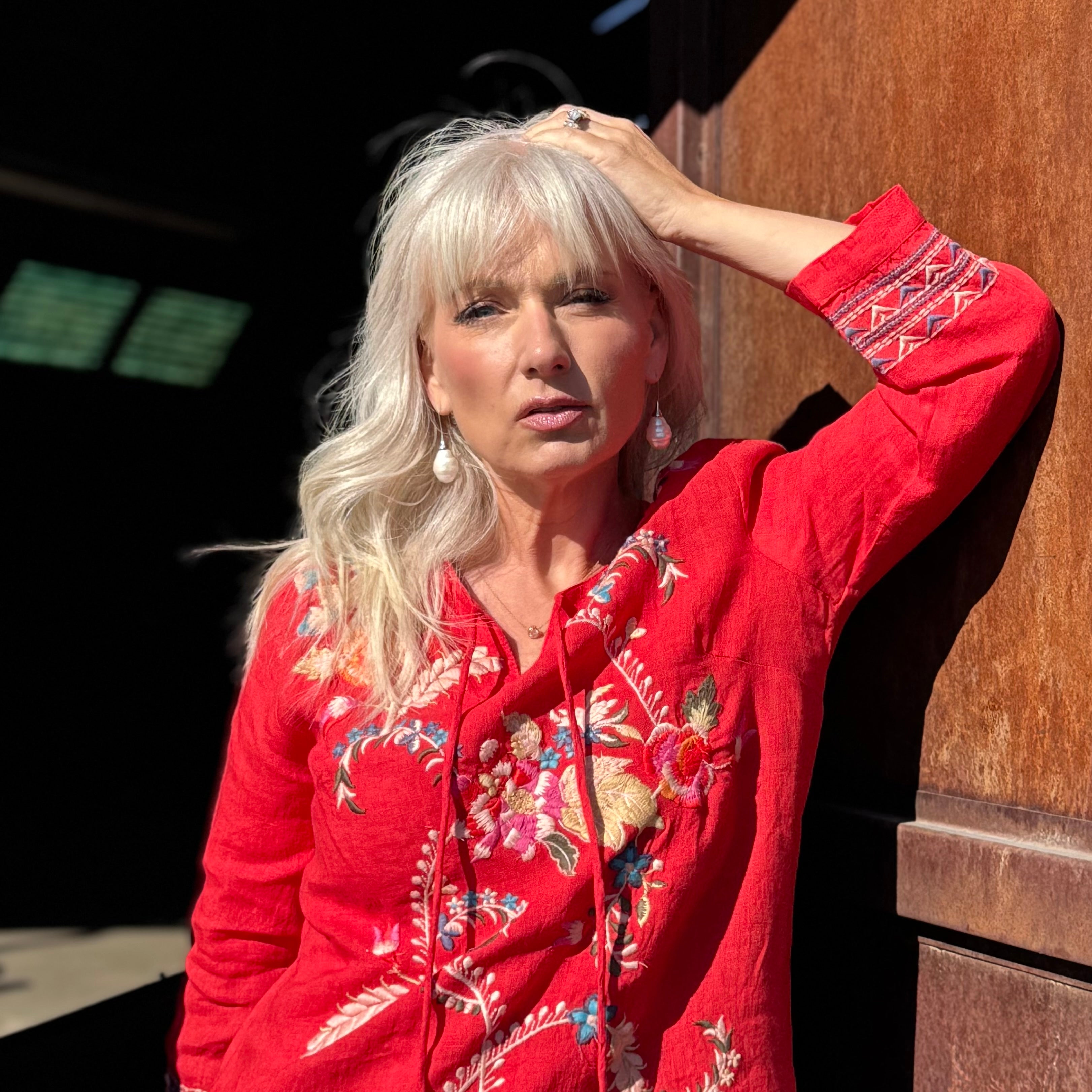 Scarlet Garden Linen Dress