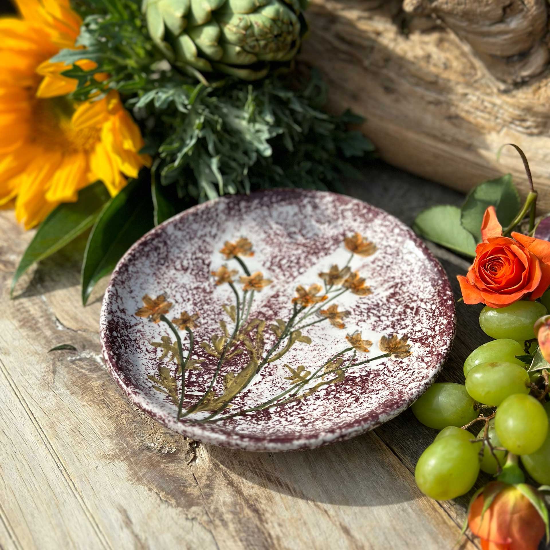Bohemia Floral Petite Plate (Burgundy)