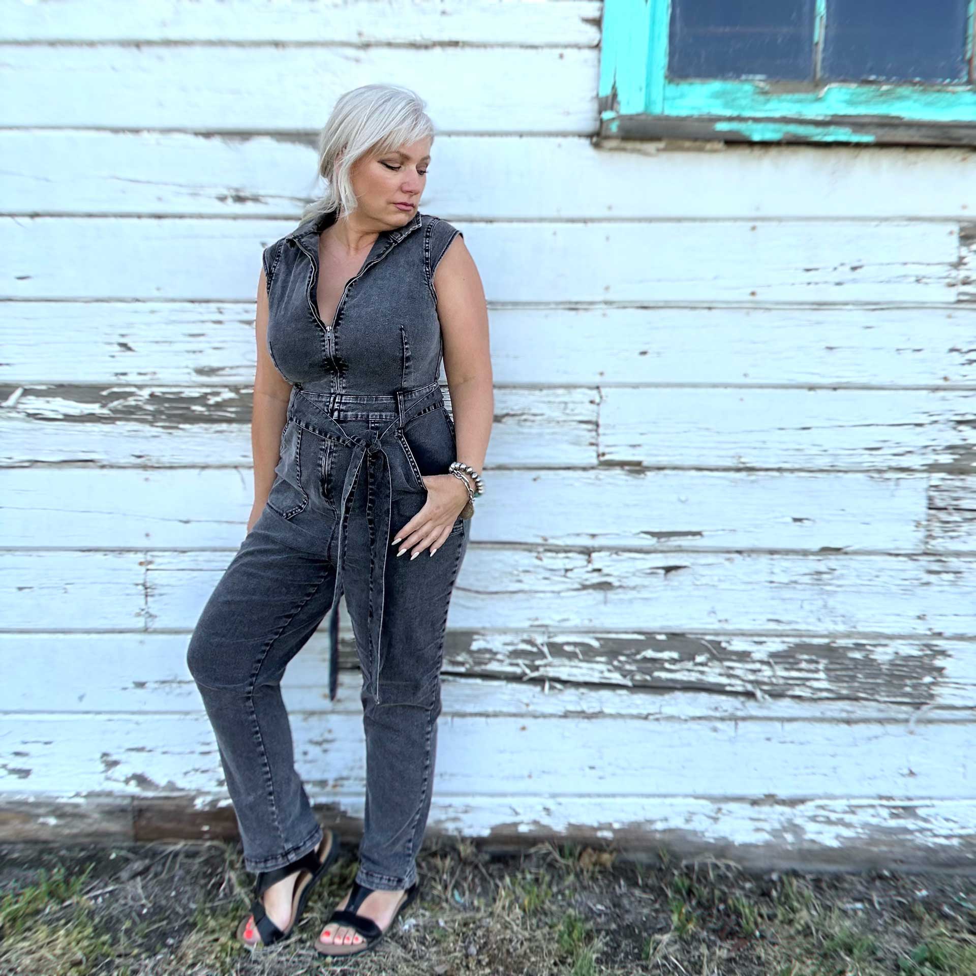 Cassidy Washed Denim Jumpsuit