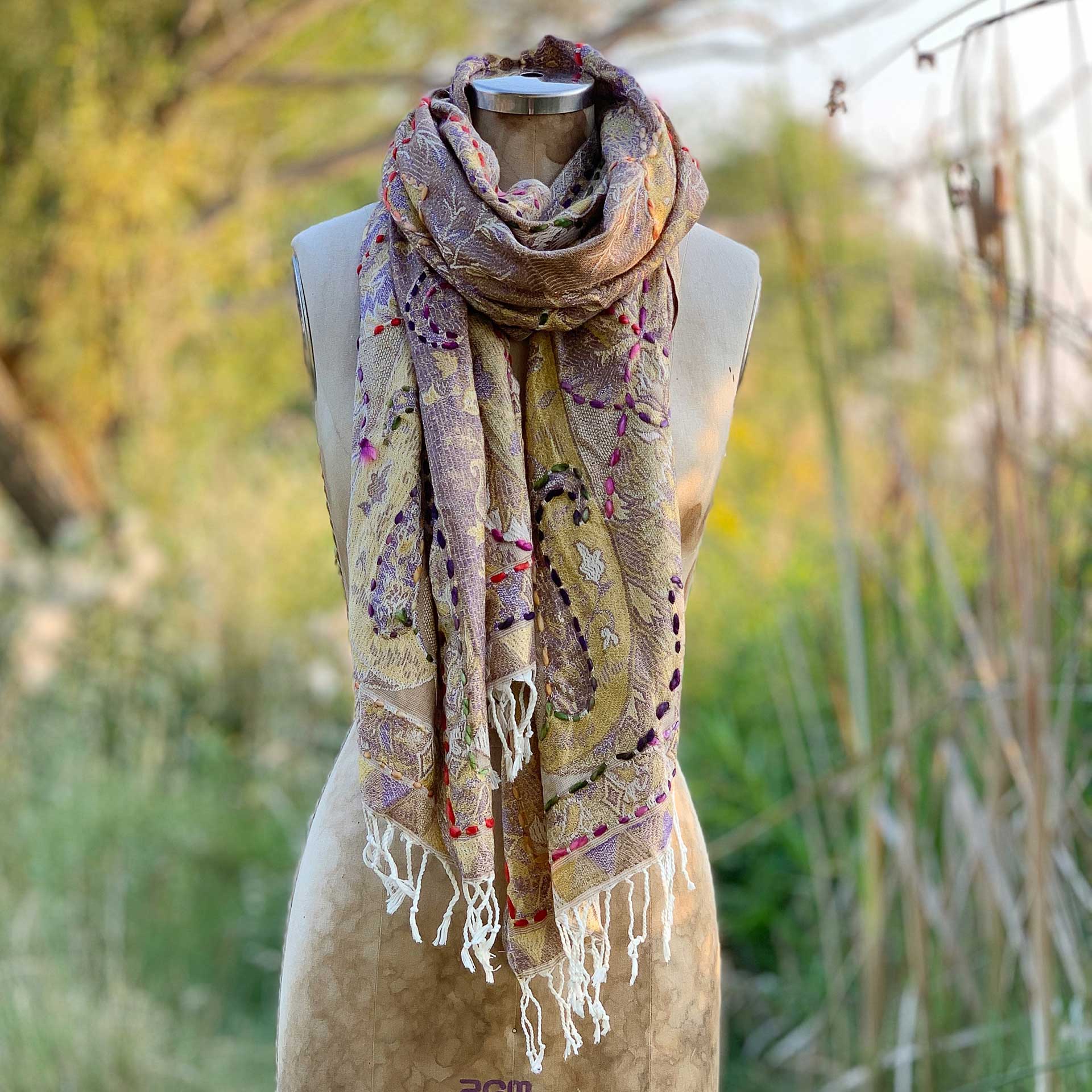 Desert Sage Fringe Scarf