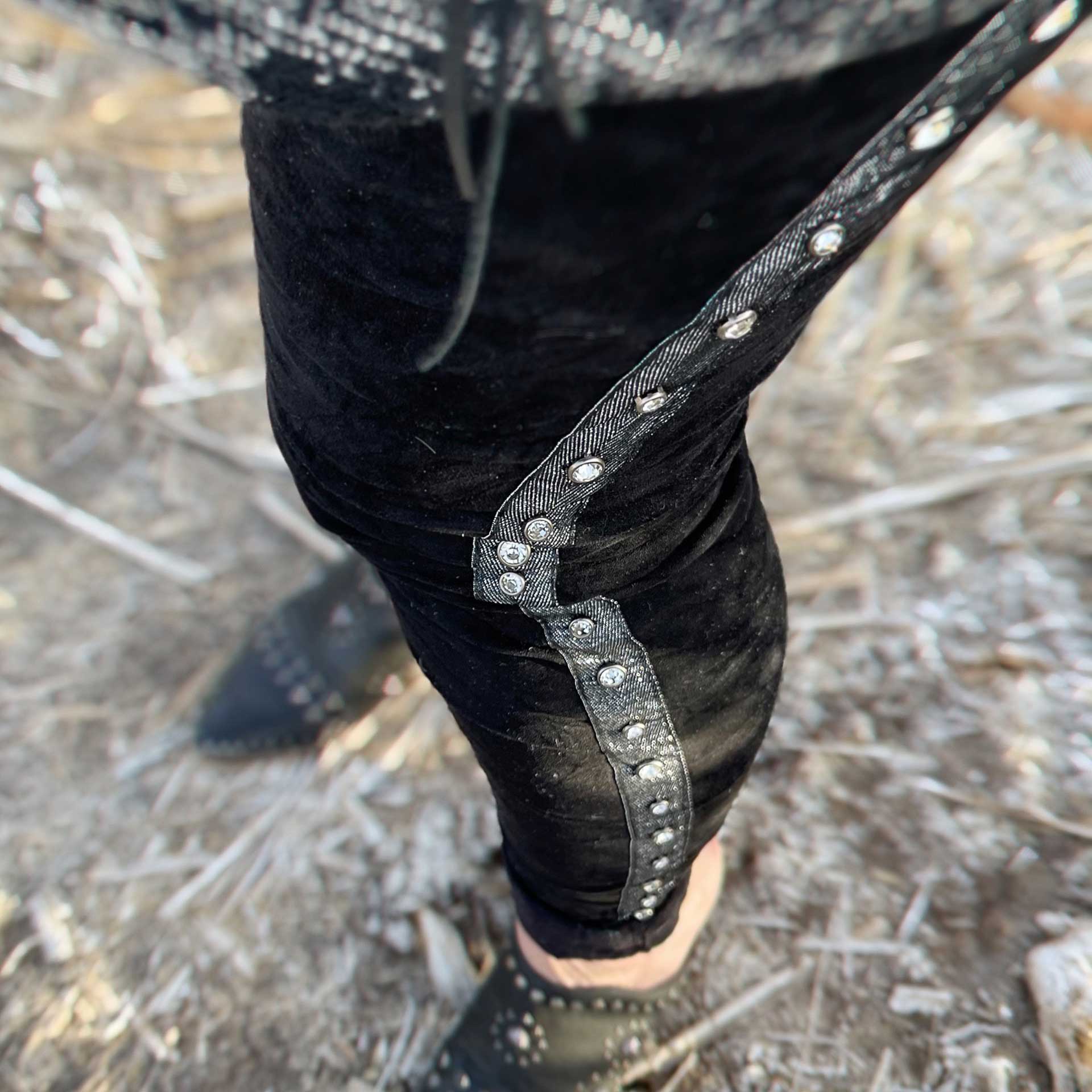 Farrah Black Suede Jogger With Studs