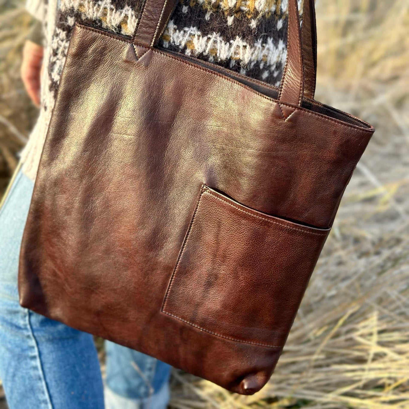 COCOMEISTER leather Martini Leonardo Tote Bag bag Brown