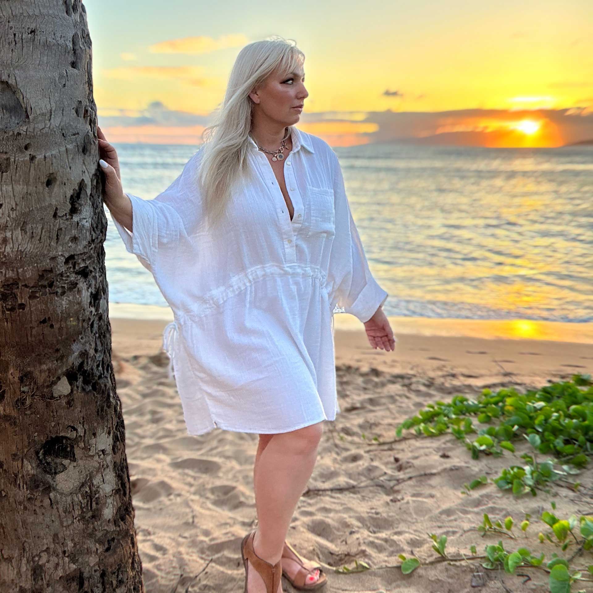 Maui Sunset Cotton Tunic Dress