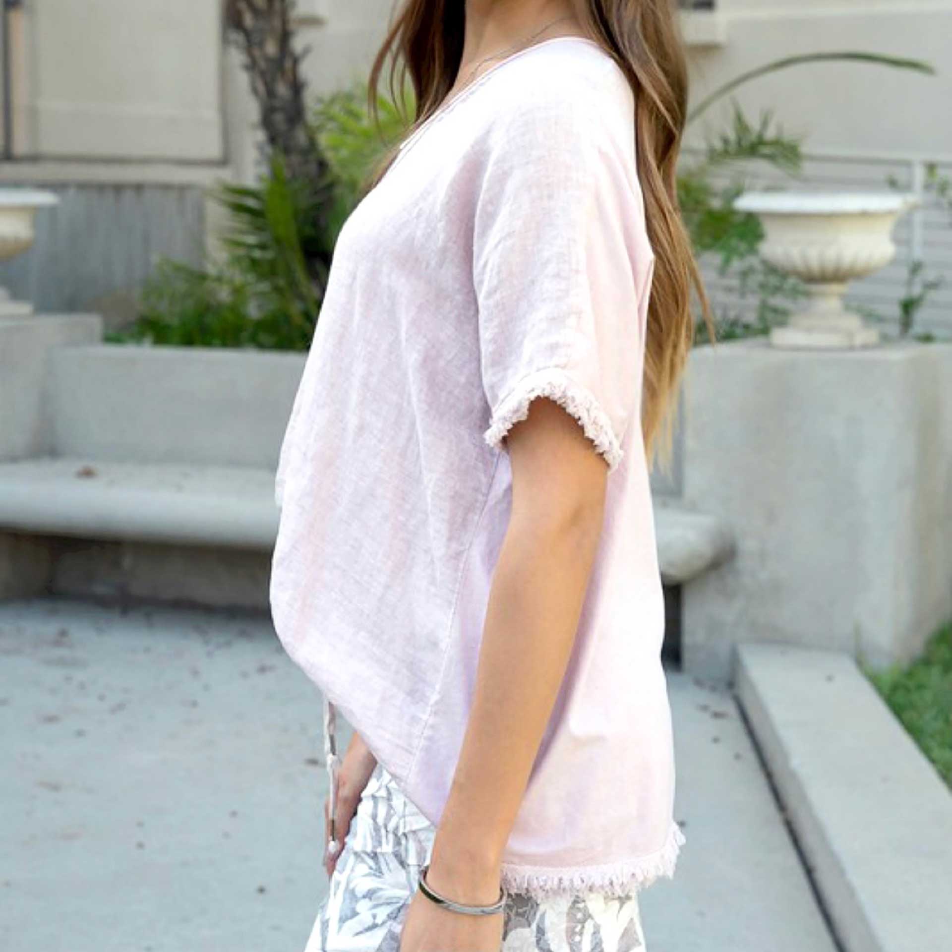 Shay Linen Top (Blush)