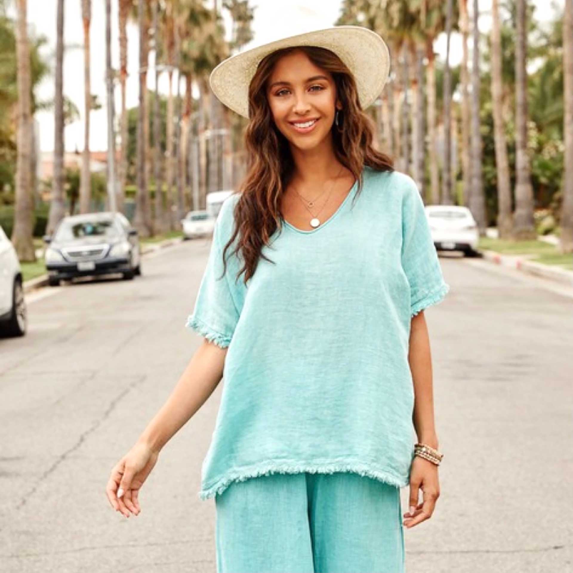 Shay Linen Top (Mint Julep)