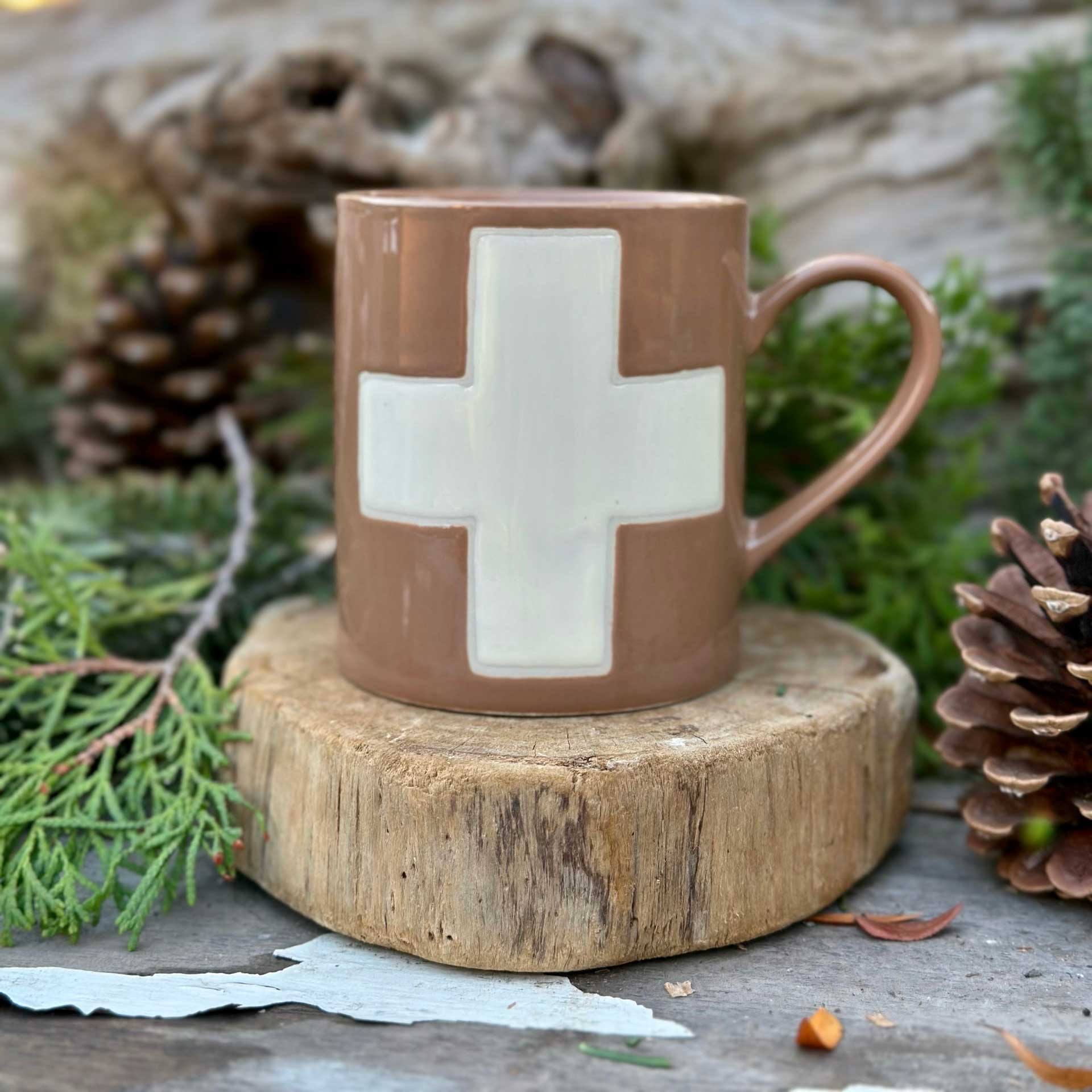 Swiss Cross Mug (Tan)