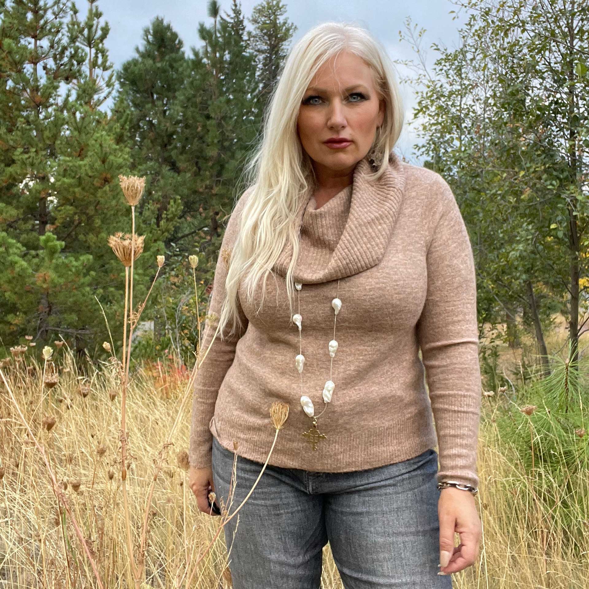 Tessa Cowl Neck Sweater (Tan)