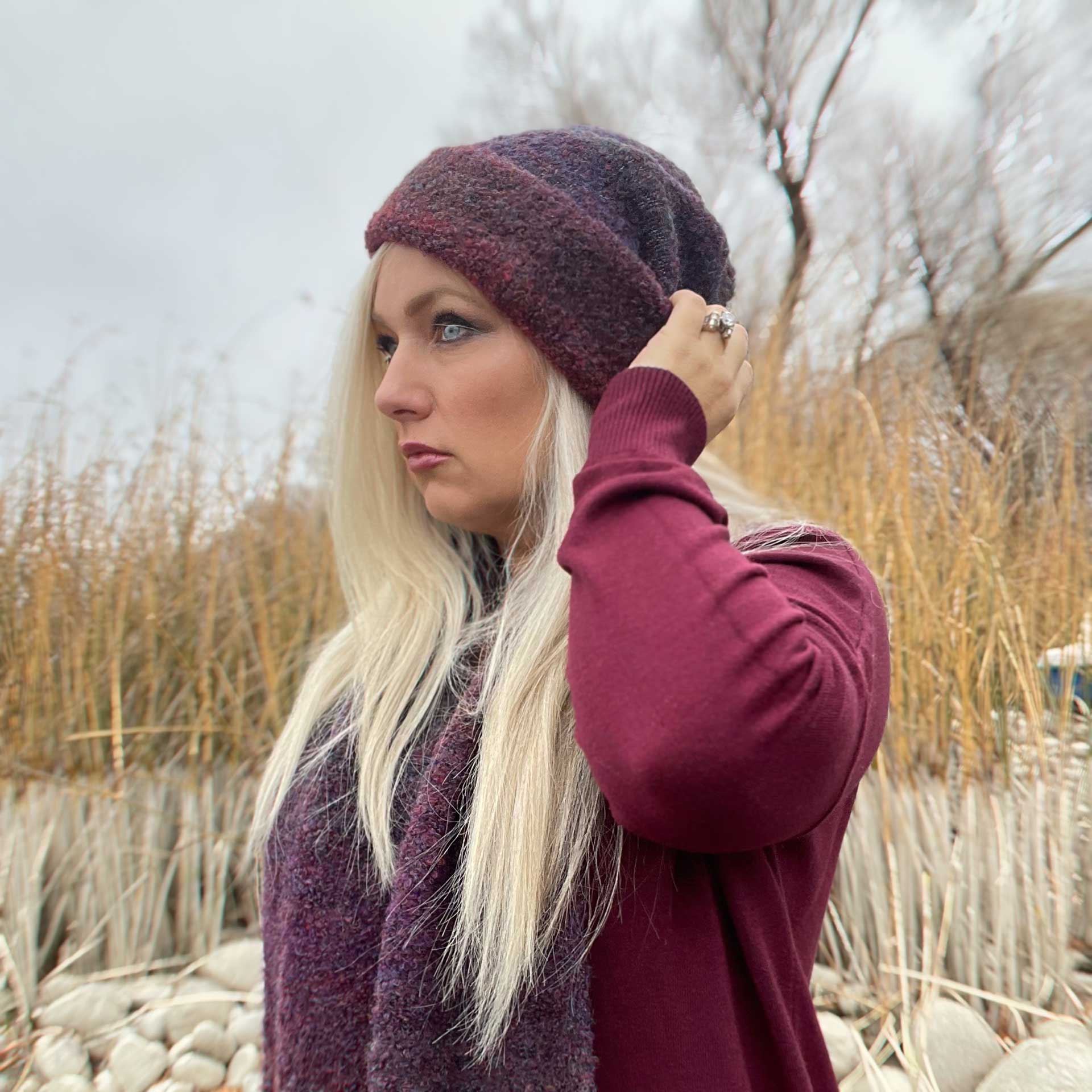 The Upside Ombré Shearling Beanie (Berry)